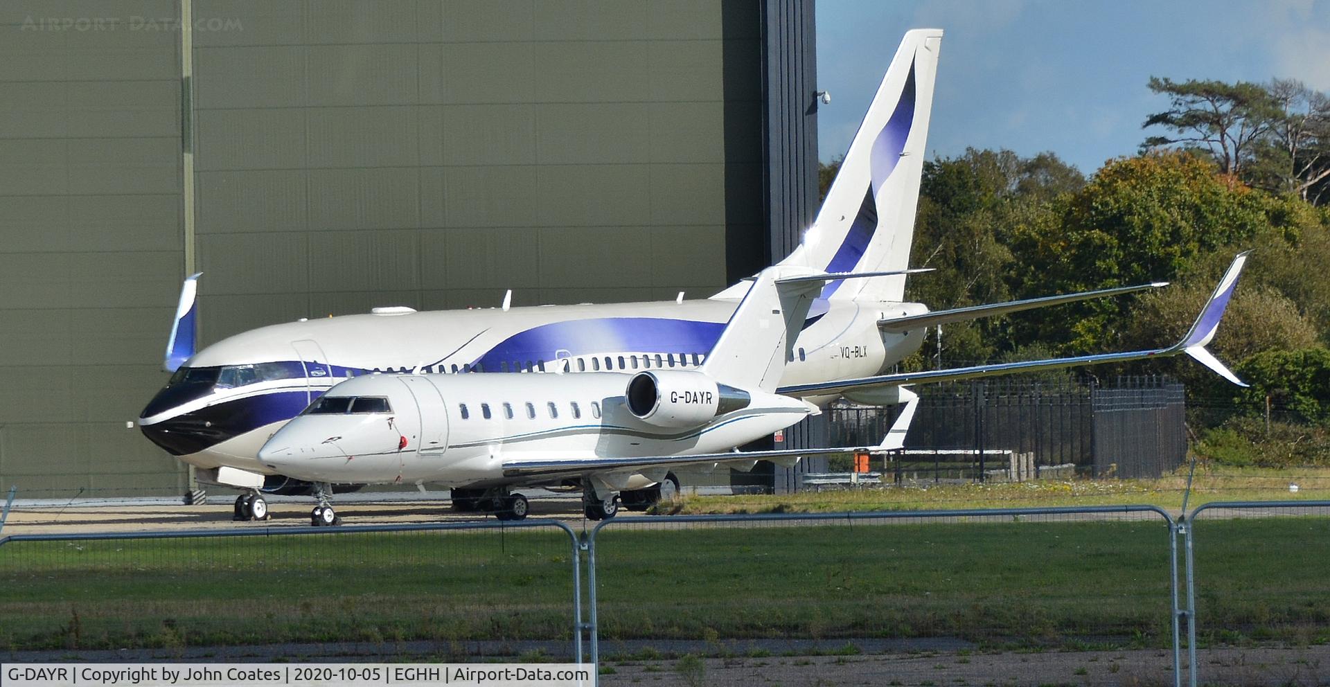 G-DAYR, 2008 Bombardier Challenger 605 (CL-600-2B16) C/N 5764, At Gama Avn. with VQ-BLX