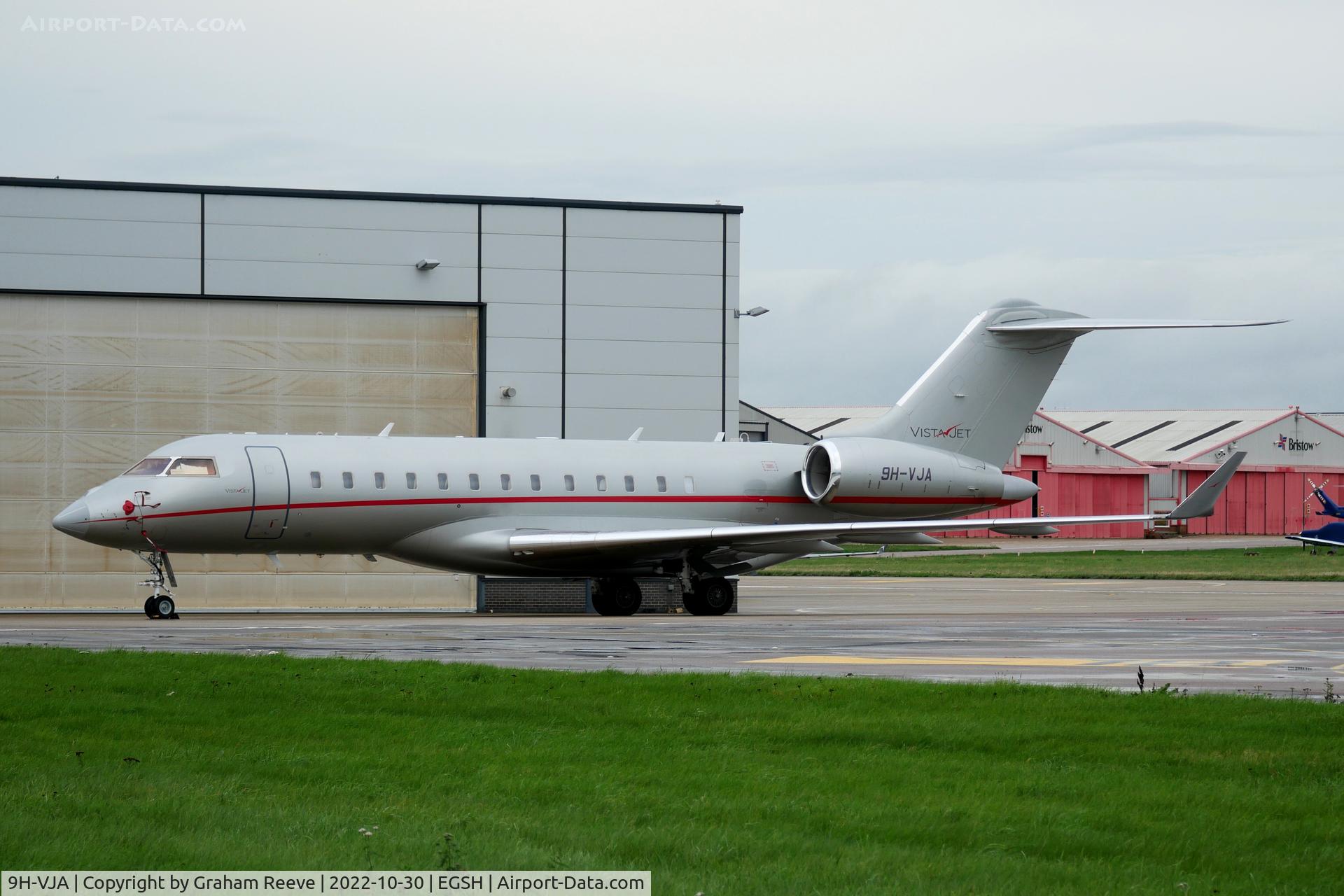 9H-VJA, 2011 Bombardier BD-700-1A10 Global Express XRS C/N 9441, Parked at Norwich.