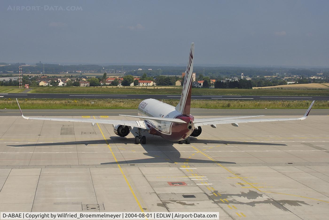D-ABAE, 2001 Boeing 86JSF C/N 30877, Taxiing from Parking Position 6 to runway 06.