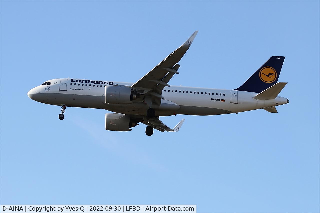 D-AINA, 2015 Airbus A320-271N C/N 6801, Airbus A320-271N, On final rwy 23, Bordeaux Mérignac airport (LFBD-BOD)