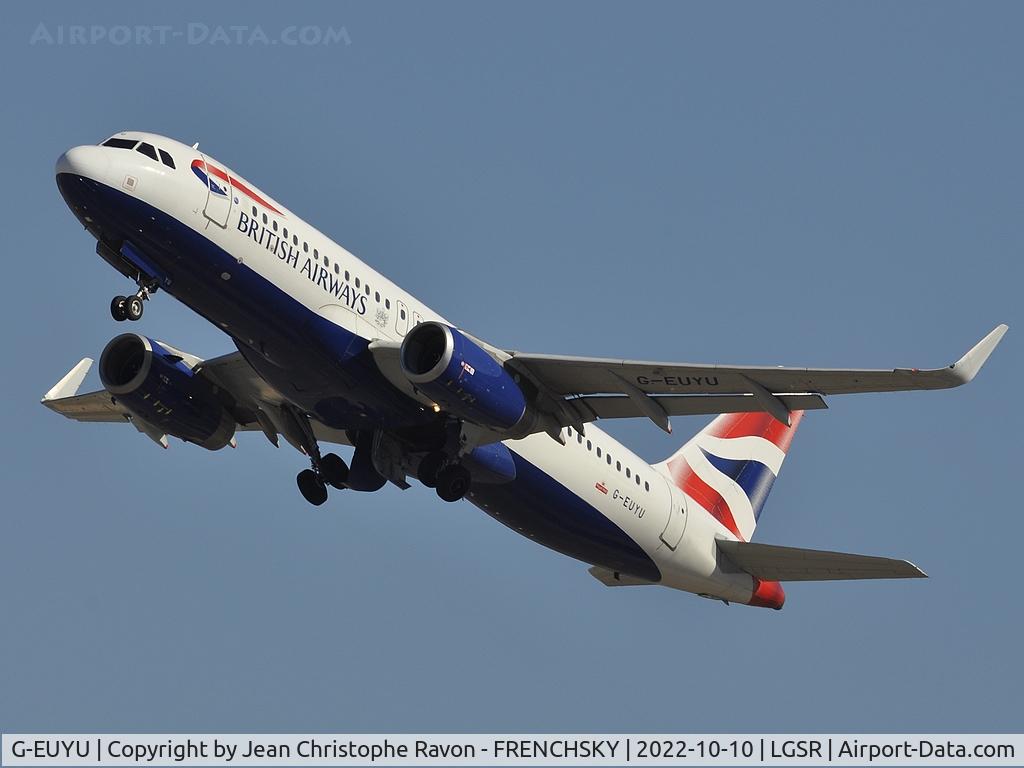 G-EUYU, 2014 Airbus A320-232 C/N 6028, BA653/BAW65TR take off to London LHR