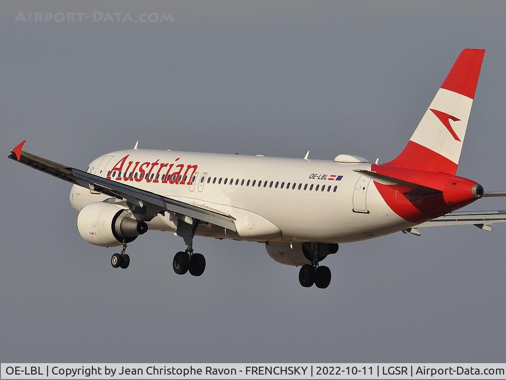 OE-LBL, 2003 Airbus A320-214 C/N 2009, Austrian OS9037/AUA97K landing from Vienna