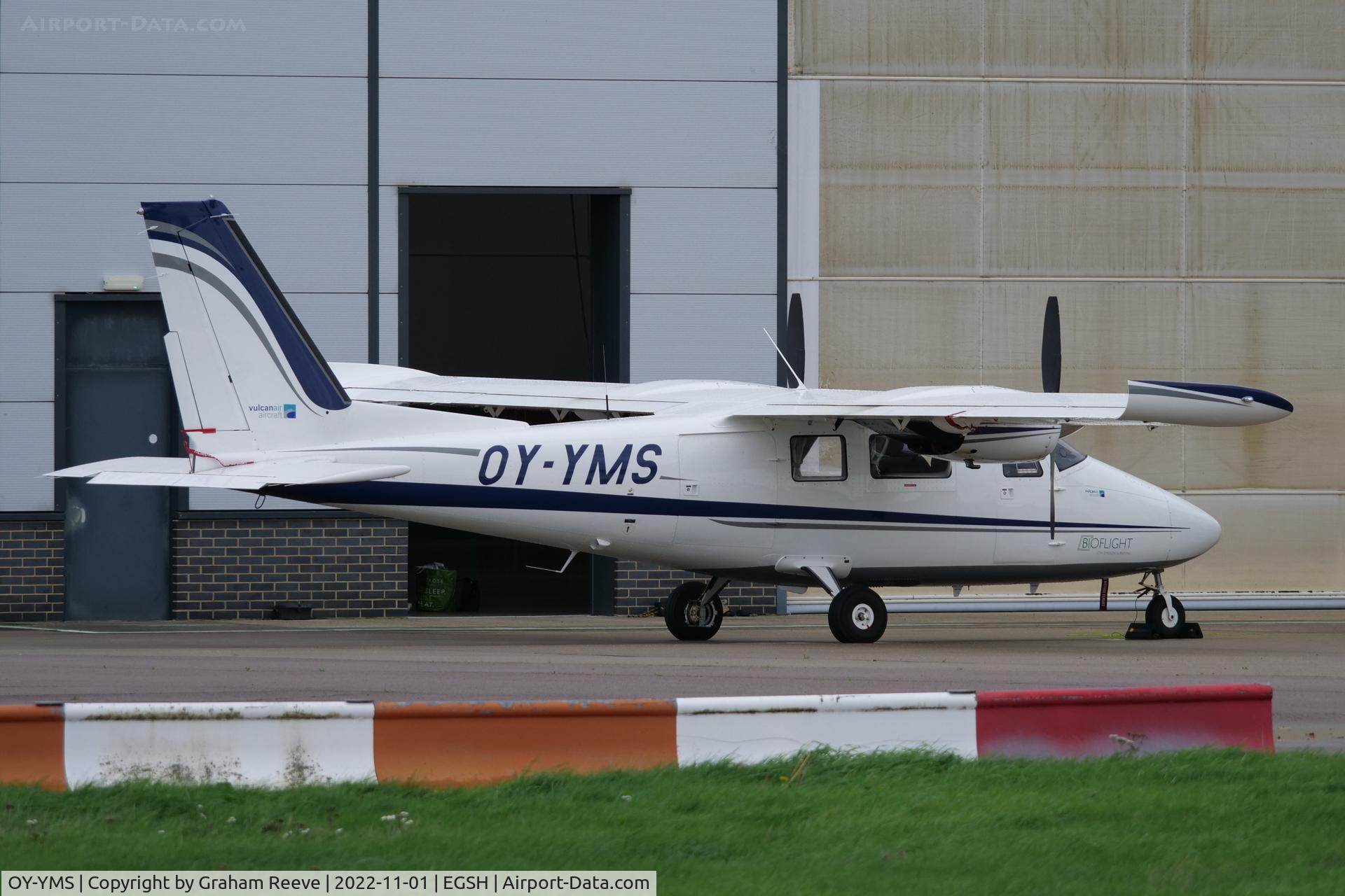 OY-YMS, 2022 Partenavia P.68C C/N 520/C, Parked at Norwich.