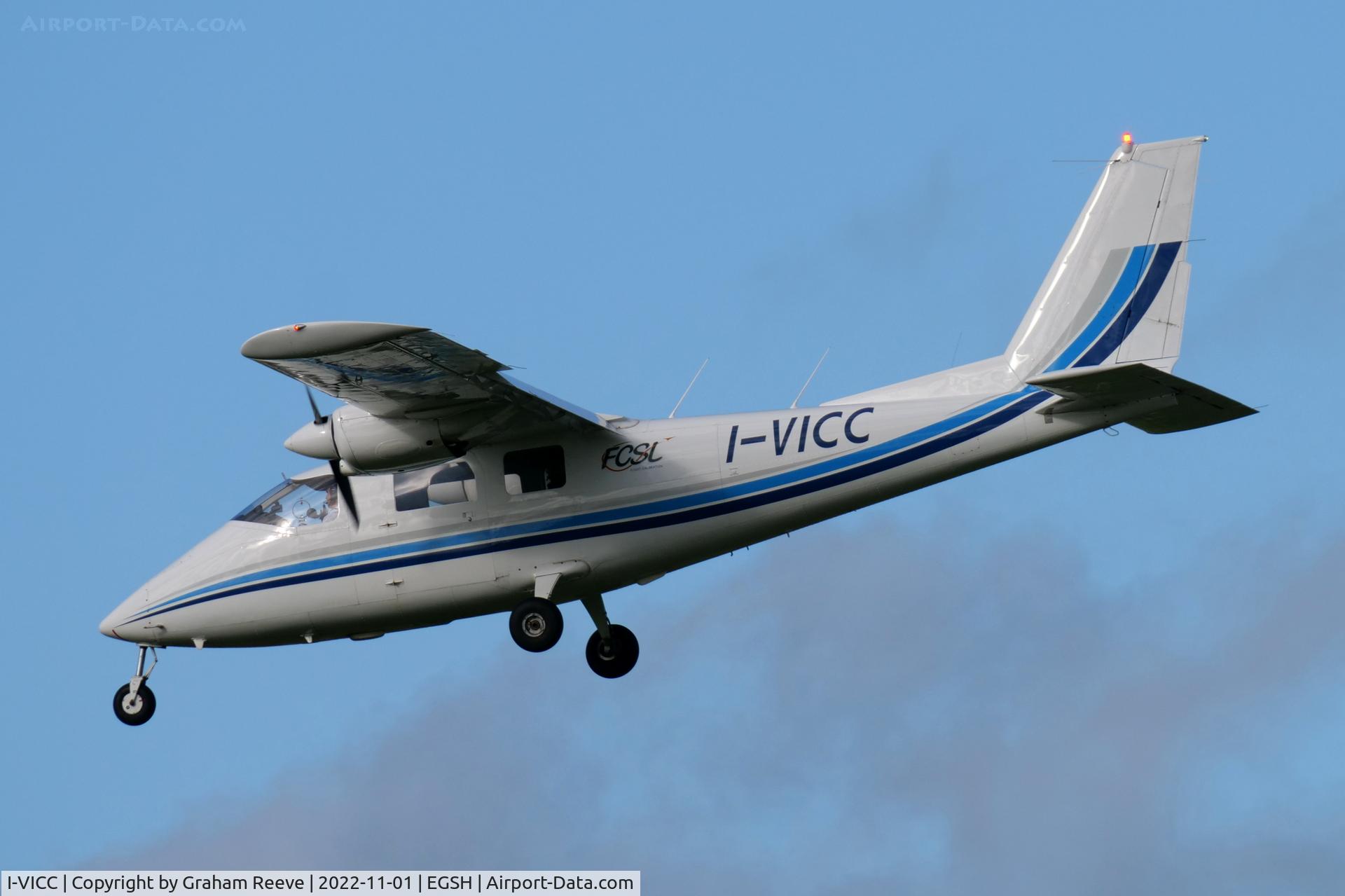 I-VICC, 1974 Partenavia P-68B Victor C/N 16, Landing at Norwich.