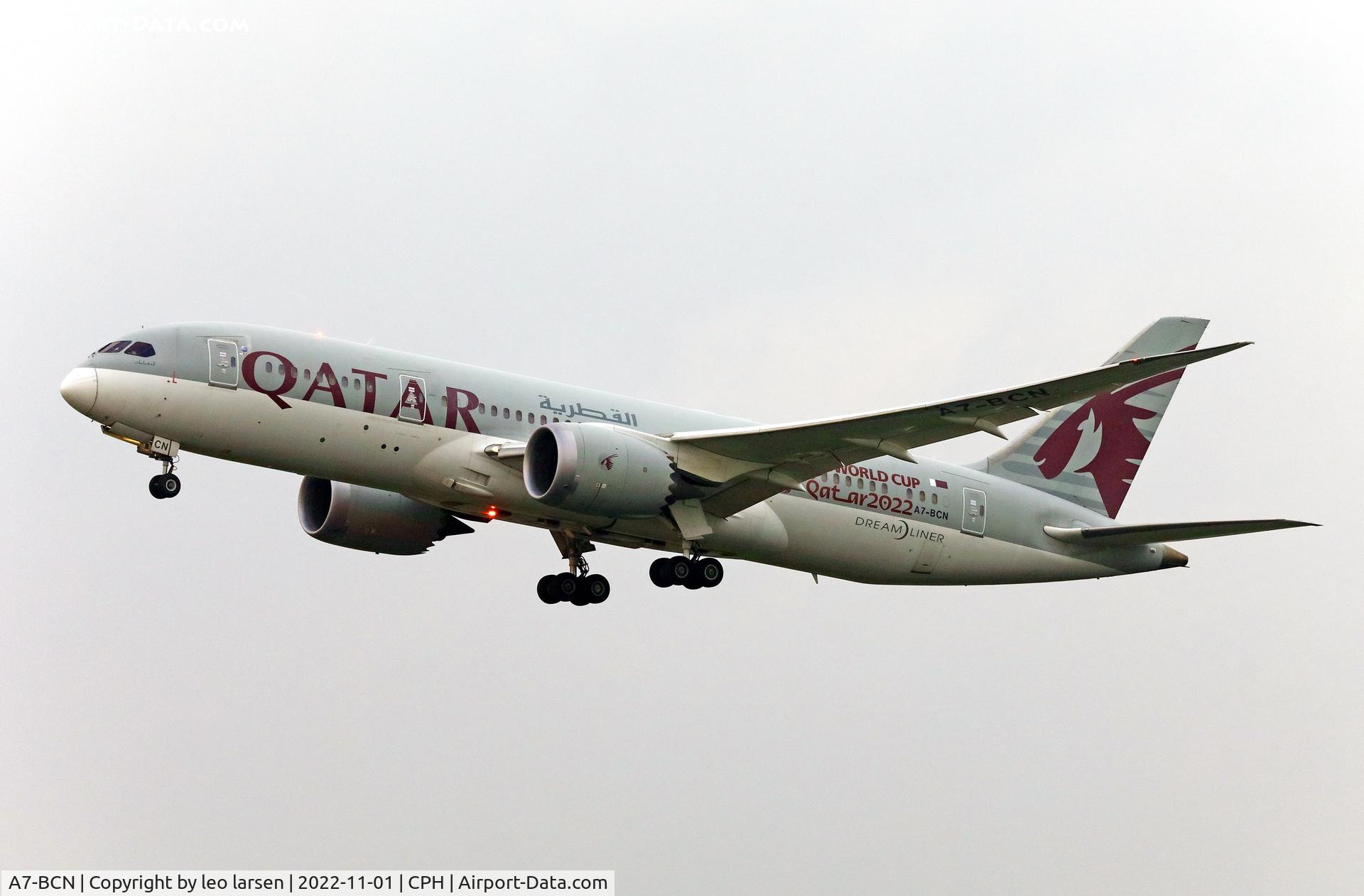 A7-BCN, 2014 Boeing 787-8 Dreamliner C/N 38332, Copenhagen 1.11.2022.with Fifa wold cup Qatar 2022