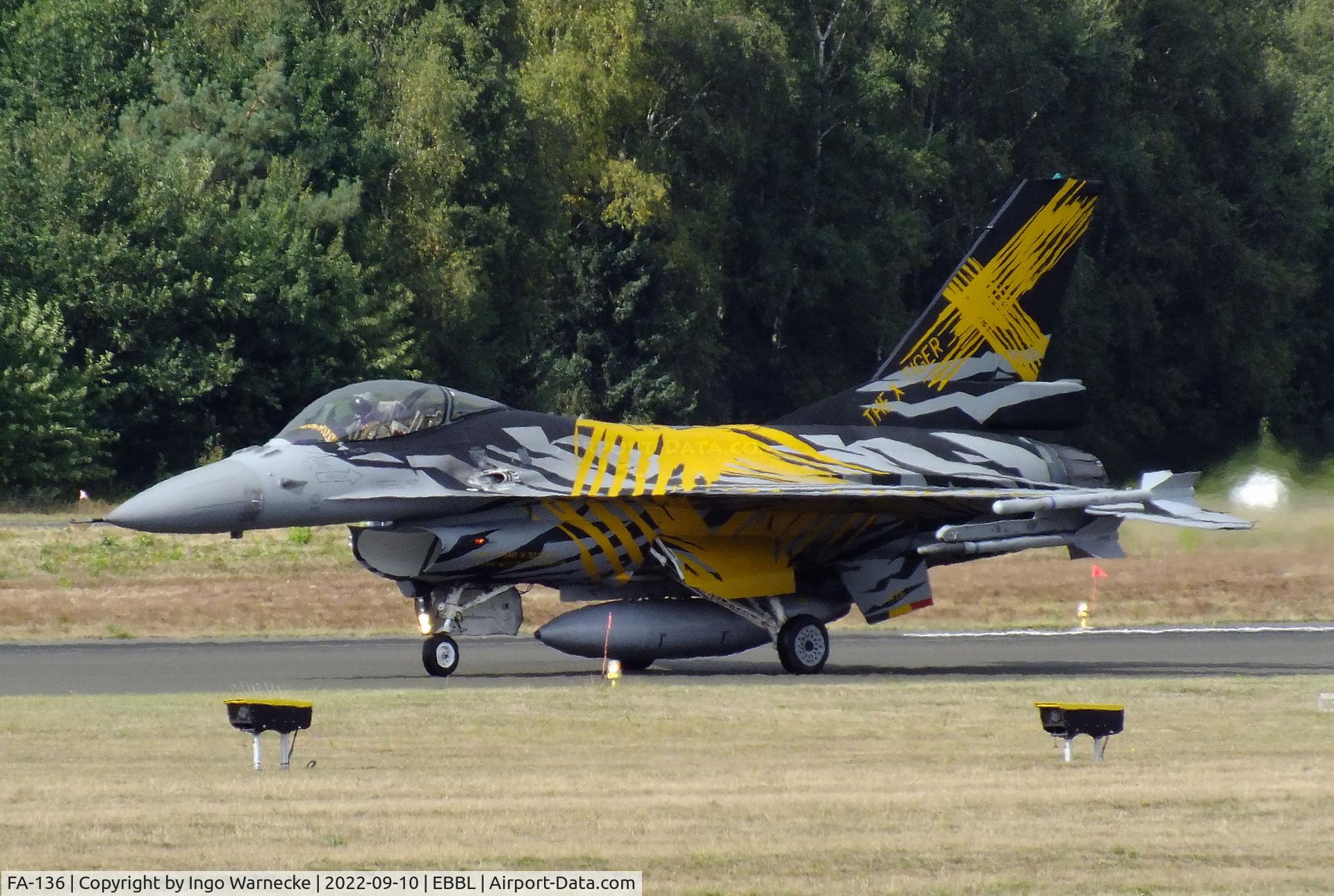 FA-136, SABCA F-16AM Fighting Falcon C/N 6H-136, General Dynamics (SABCA) F-16AM Fighting Falcon of the FAeB (Belgian air force) in 'X-Tiger' special colours at the 2022 Sanicole Spottersday at Kleine Brogel air base