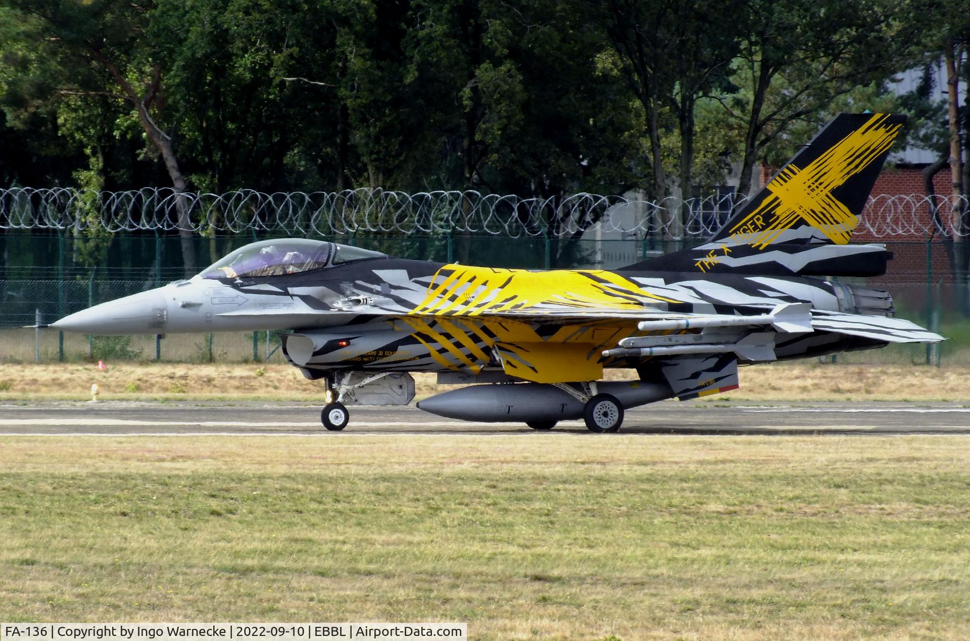 FA-136, SABCA F-16AM Fighting Falcon C/N 6H-136, General Dynamics (SABCA) F-16AM Fighting Falcon of the FAeB (Belgian air force) in 'X-Tiger' special colours at the 2022 Sanicole Spottersday at Kleine Brogel air base