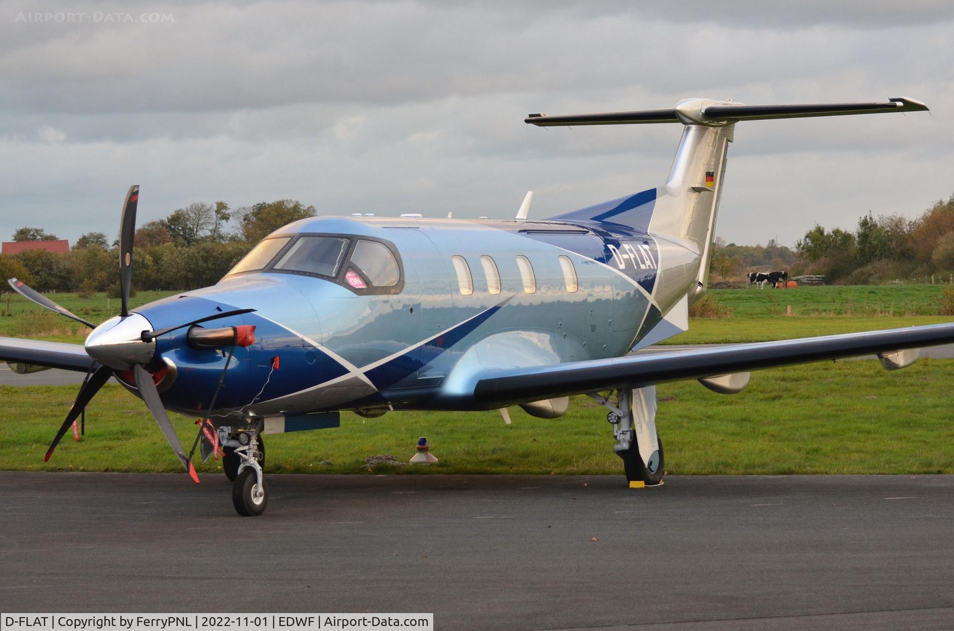 D-FLAT, 2019 Pilatus PC-12/47E C/N 2002, PC12NGX parked at Leer Papenburg Airport