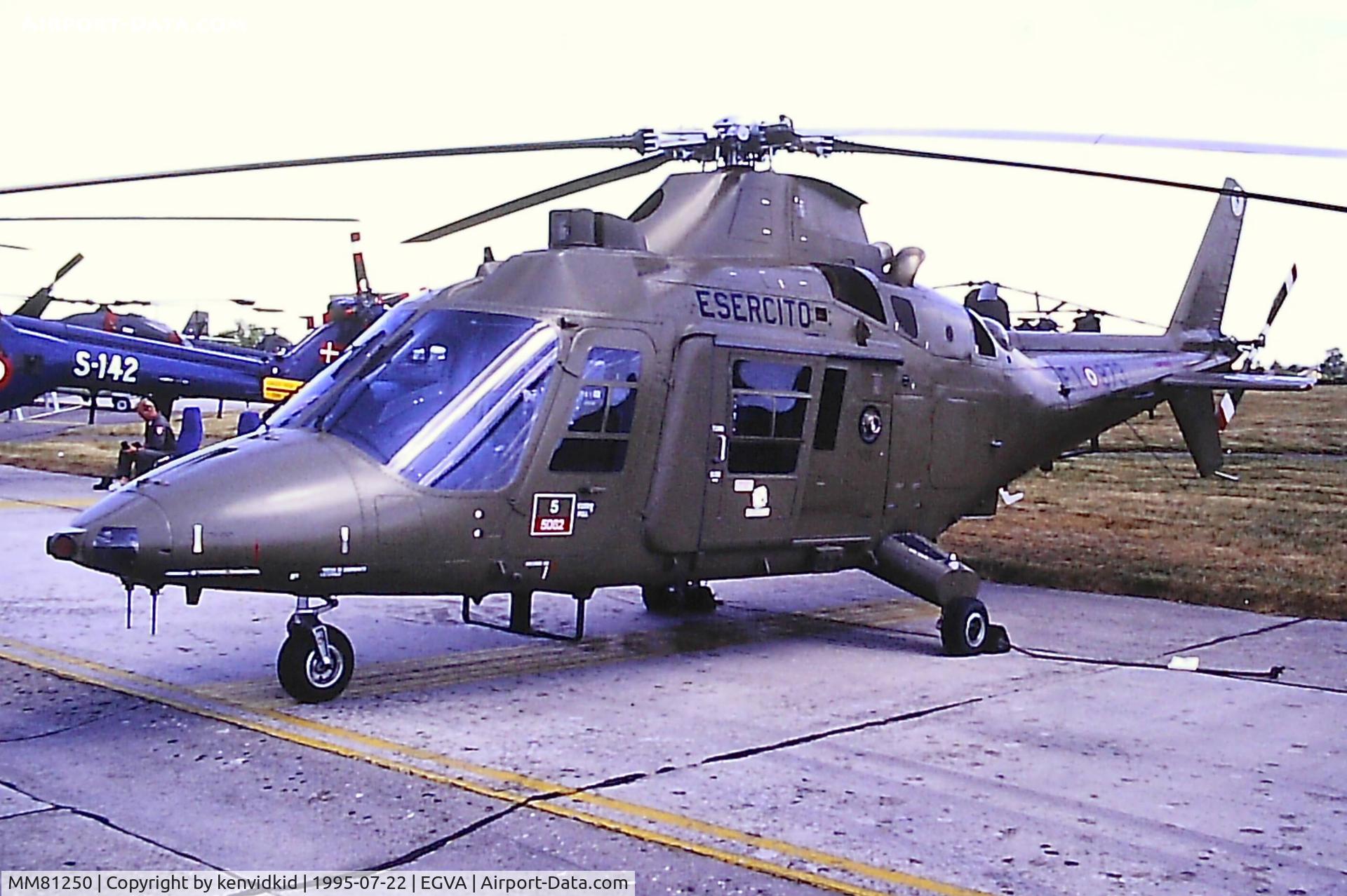 MM81250, Agusta A-109EOA Hirundo C/N 7403, At the 1995 Fairford International Air Tattoo, scanned from slide.