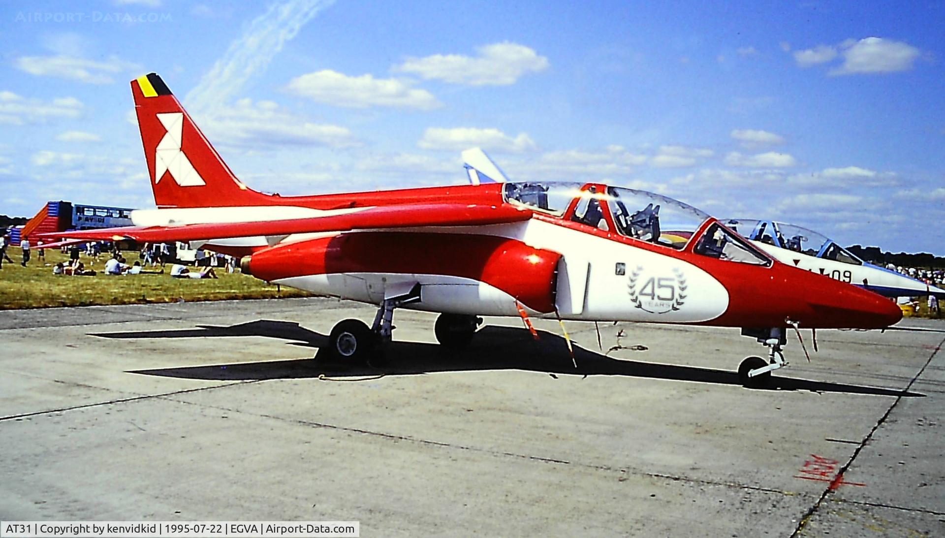 AT31, Dassault-Dornier Alpha Jet 1B C/N B31/1142, At the 1995 Fairford International Air Tattoo, scanned from slide.