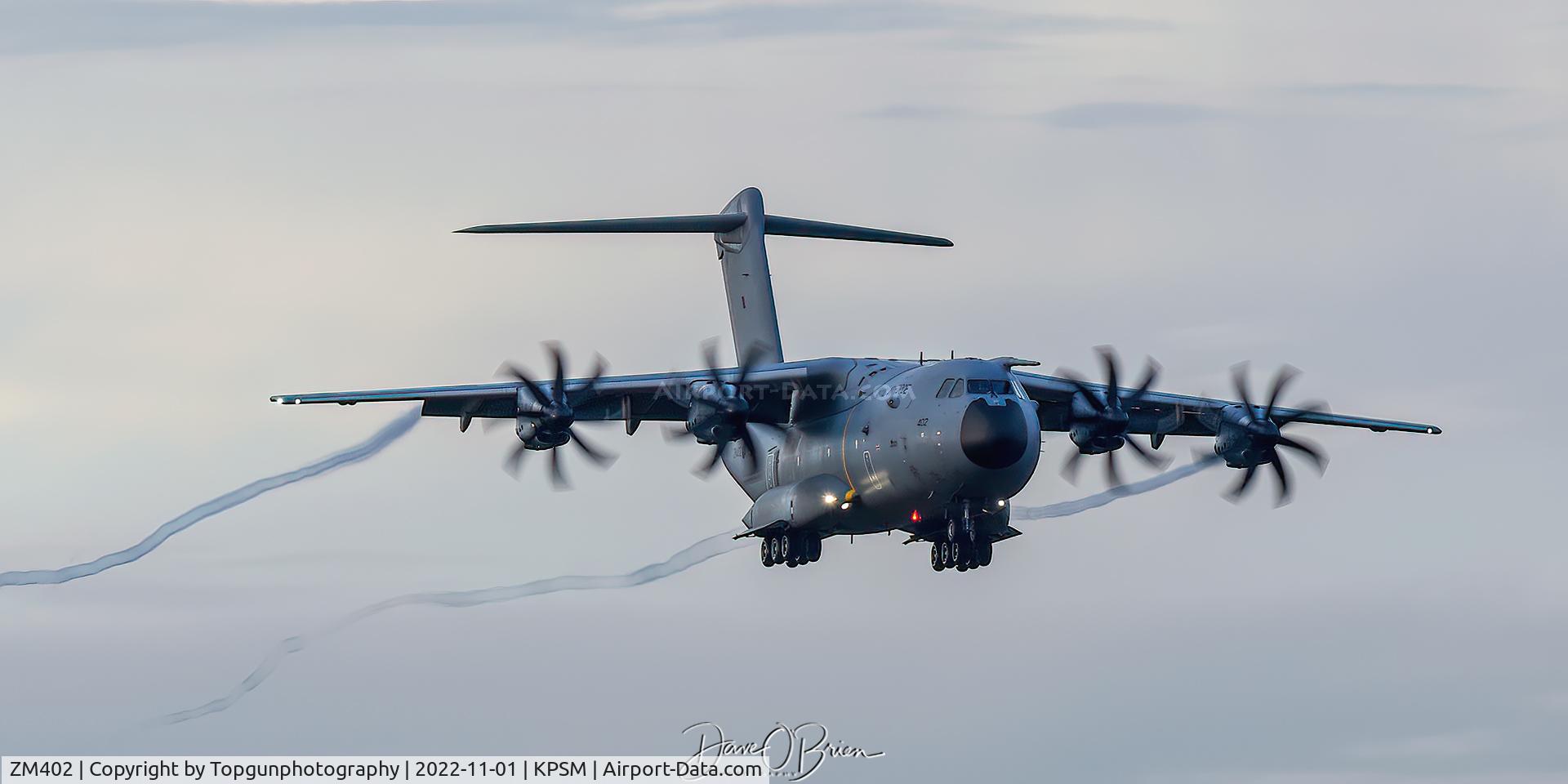 ZM402, 2014 Airbus A400M Atlas C.1 C/N 017, ASCOT4518 inbound RW16