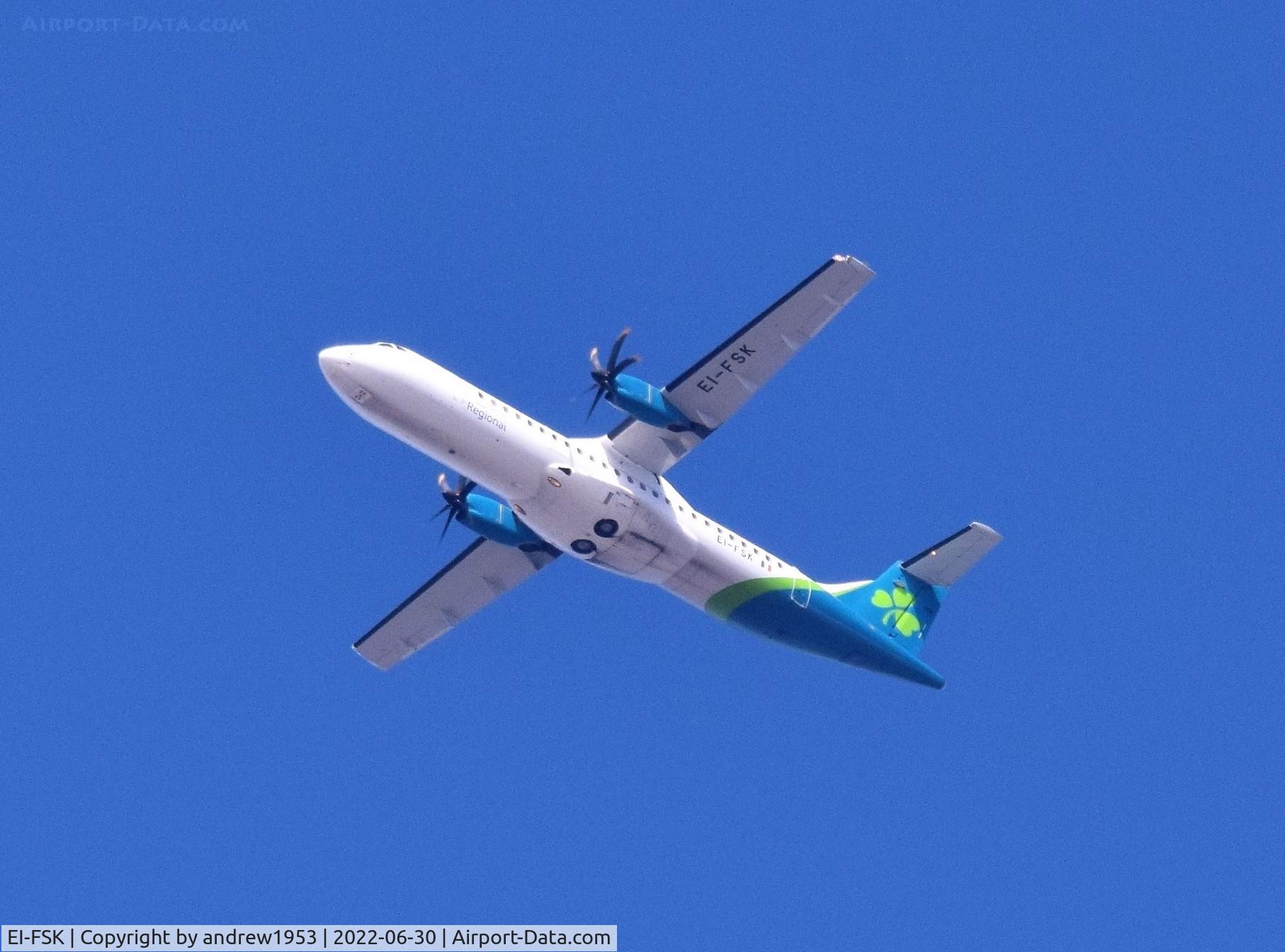 EI-FSK, 2016 ATR 72-212A C/N 1326, EI-FSK over the Bristol Channel.