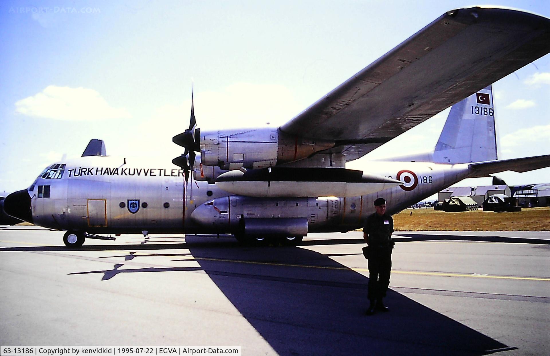 63-13186, 1964 Lockheed C-130E Hercules C/N 382-4011, At the 1995 Fairford International Air Tattoo, scanned from slide.