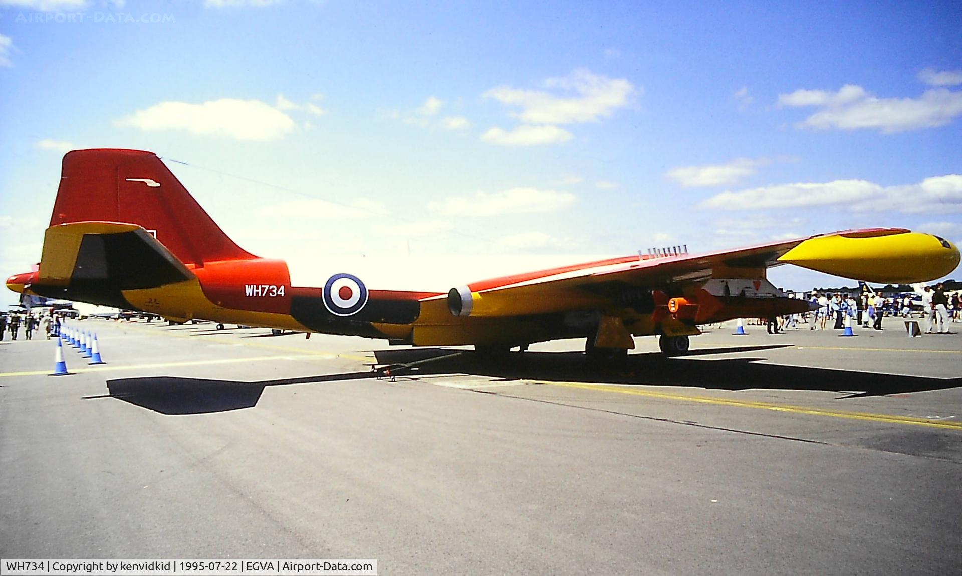 WH734, English Electric Canberra B(TT).2 C/N EEP71214, At the 1995 Fairford International Air Tattoo, scanned from slide.