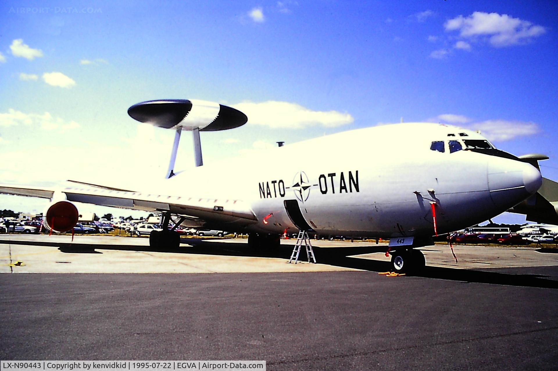 LX-N90443, 1981 Boeing E-3A Sentry C/N 22838, At the 1995 Fairford International Air Tattoo, scanned from slide.