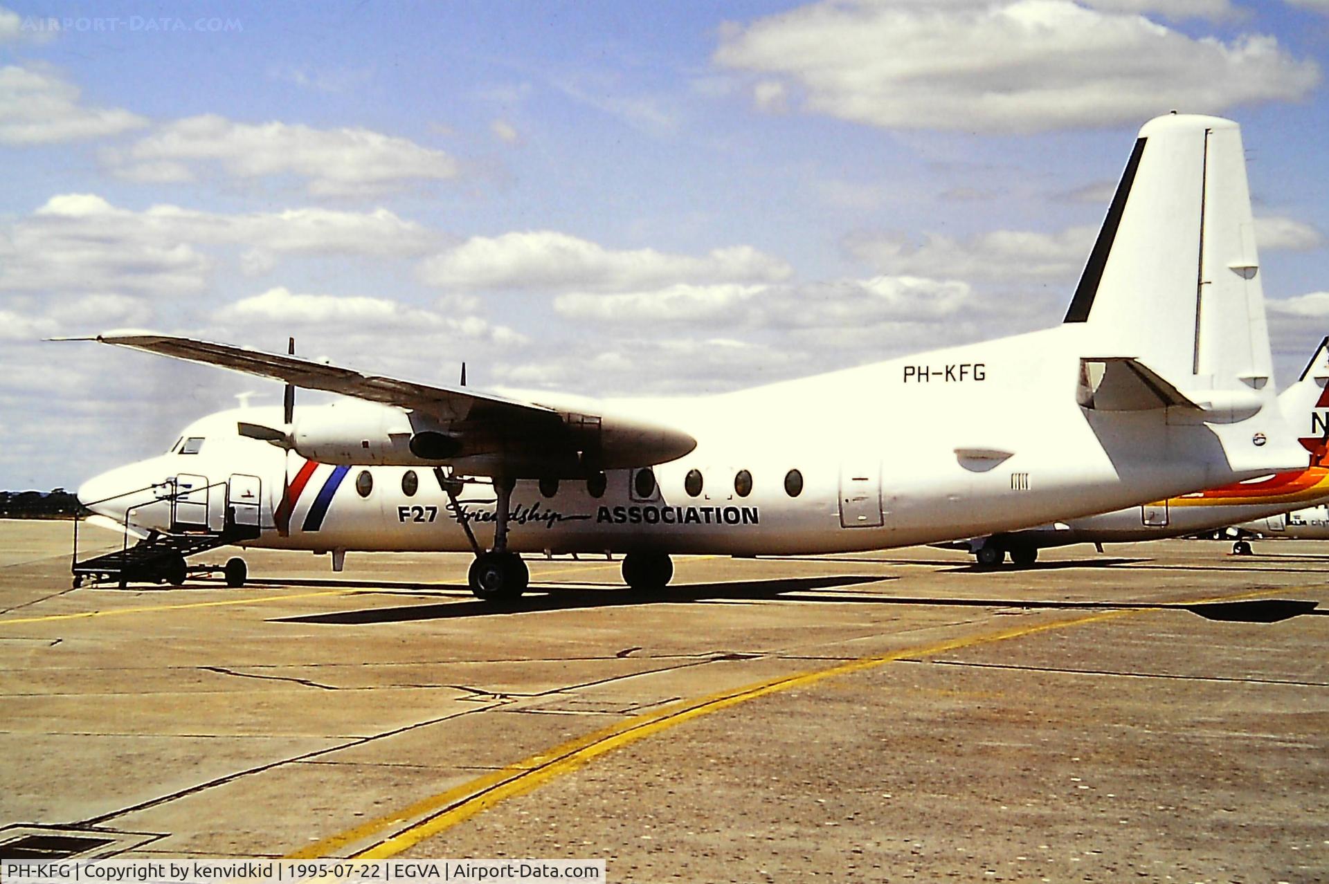 PH-KFG, 1964 Fokker F-27-200 Friendship C/N 10249, At the 1995 Fairford International Air Tattoo, scanned from slide.