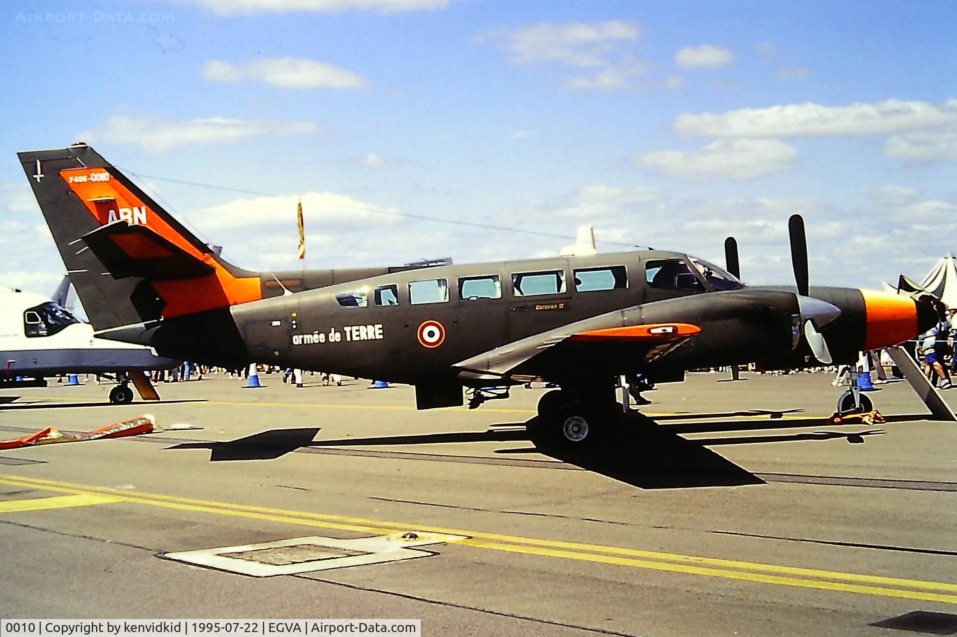 0010, 1987 Reims Cessna F406 Caravan II C/N F406-0010, At the 1995 Fairford International Air Tattoo, scanned from slide.