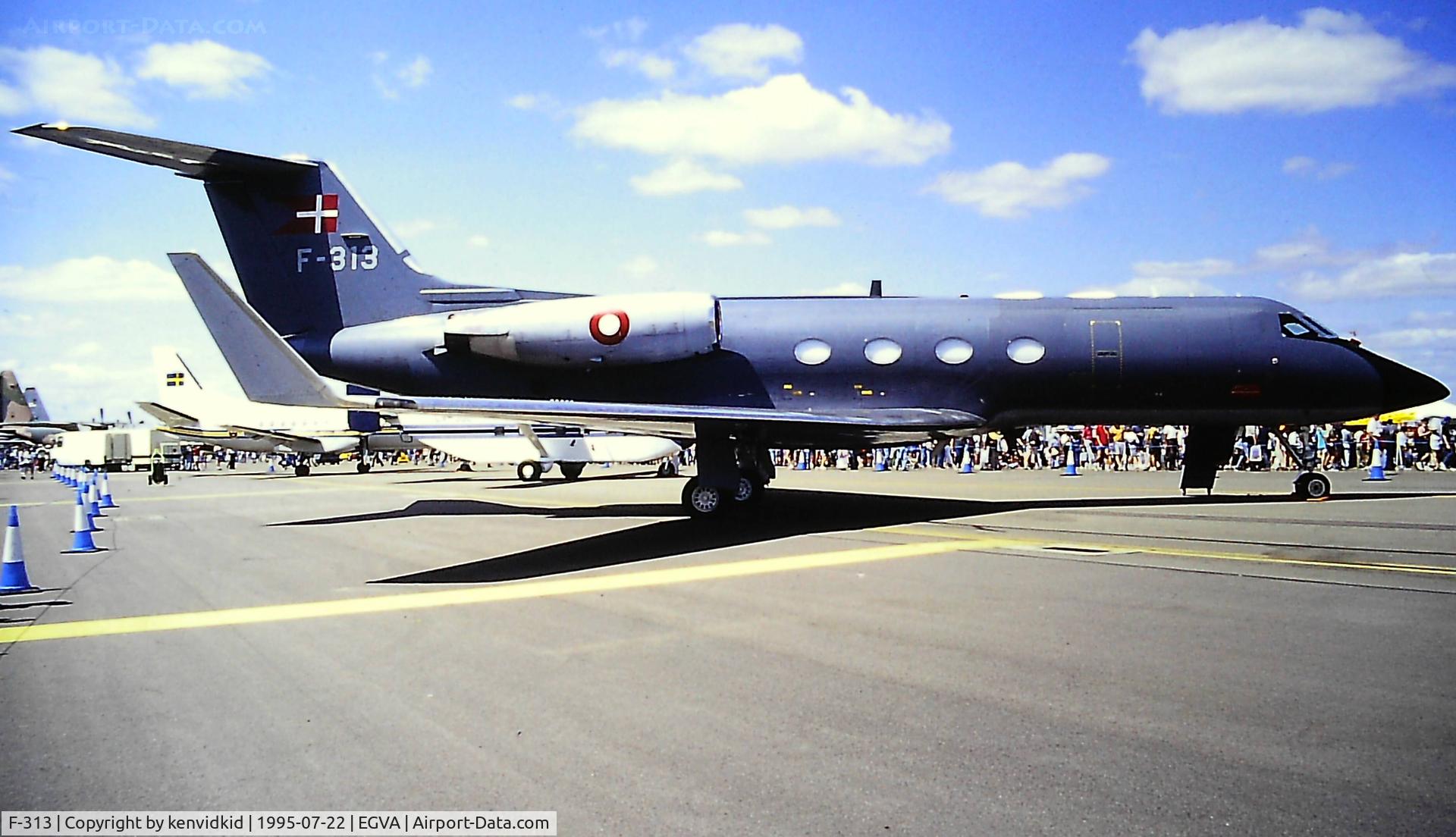 F-313, 1981 Gulfstream American G-1159A Gulfstream III Gulfstream III C/N 313, At the 1995 Fairford International Air Tattoo, scanned from slide.