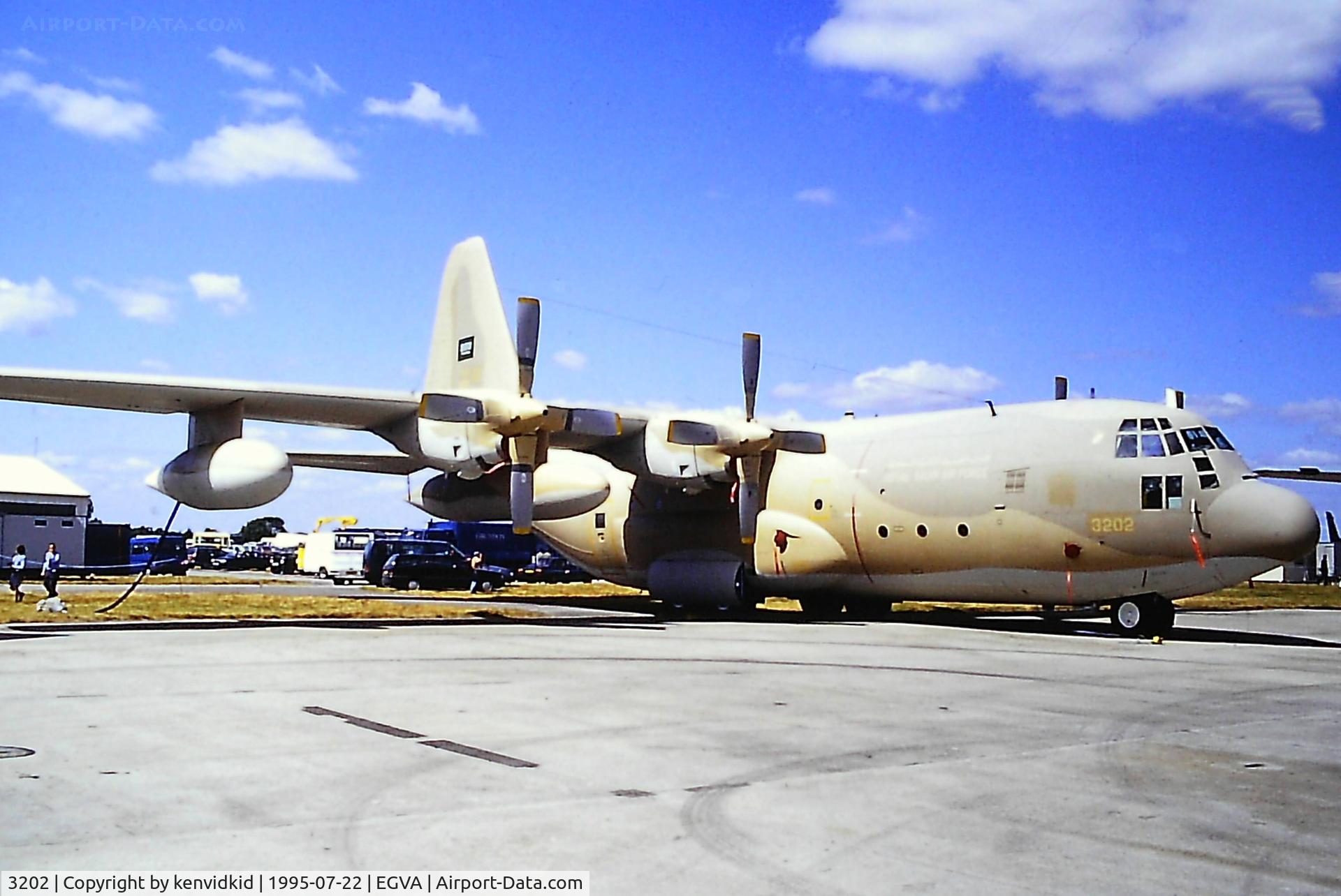 3202, Lockheed KC-130H Hercules C/N 382-4511, At the 1995 Fairford International Air Tattoo, scanned from slide.