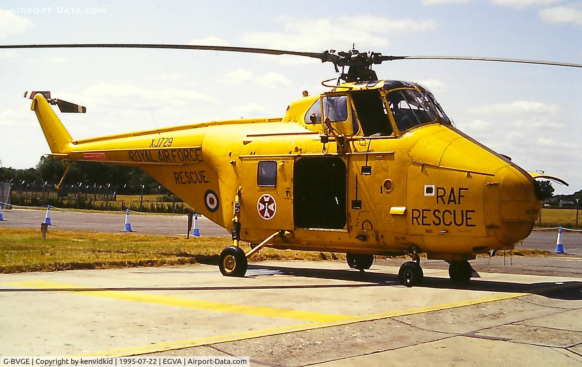 G-BVGE, 1955 Westland Whirlwind HAR.10 C/N WA100, At the 1995 Fairford International Air Tattoo, scanned from slide.