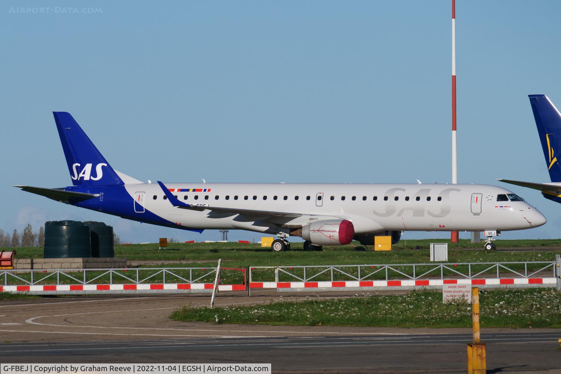 G-FBEJ, 2007 Embraer 195LR (ERJ-190-200LR) C/N 19000155, Parked at Norwich.