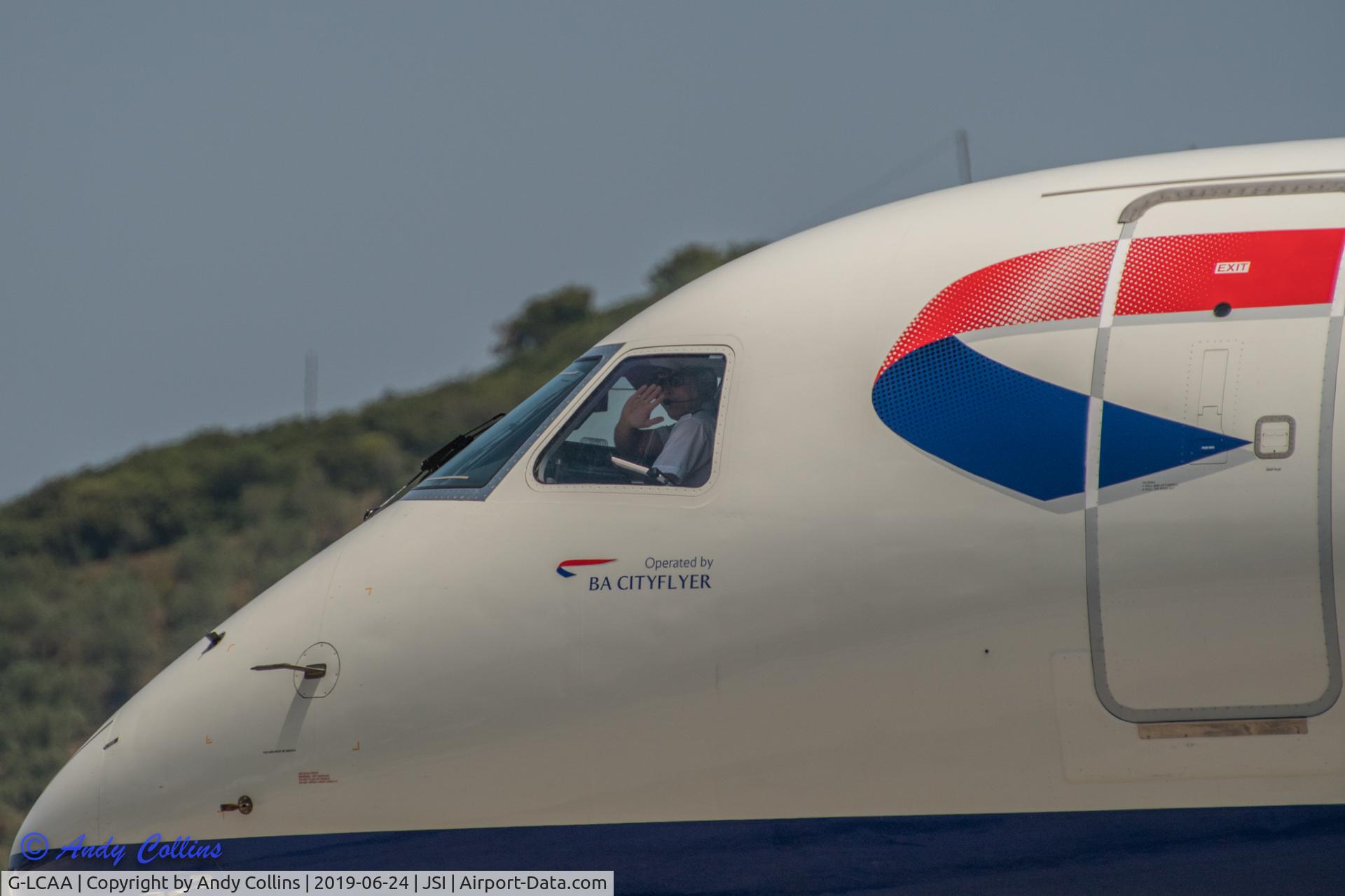 G-LCAA, 2011 Embraer 190LR (ERJ-190-100LR) C/N 19000456, Preparing to leave Skiathos International Airport Greece.