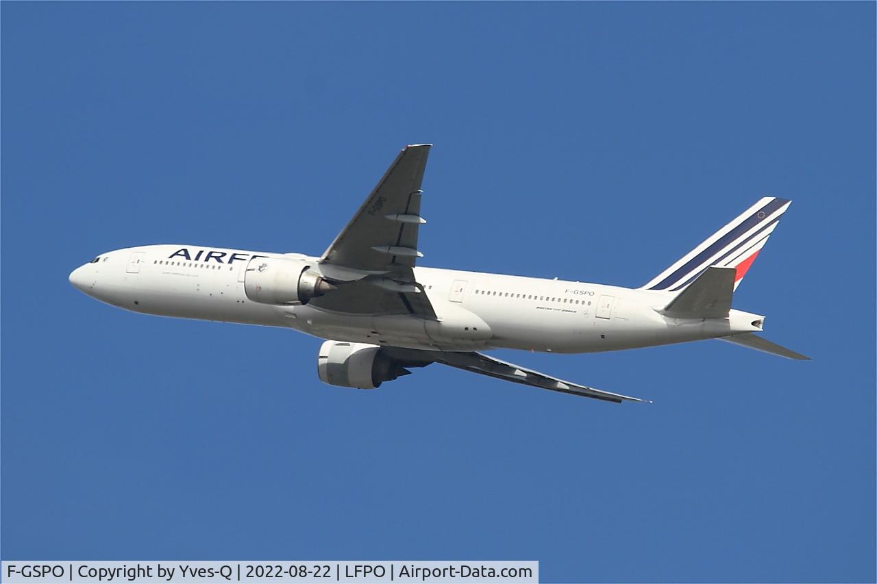 F-GSPO, 2001 Boeing 777-228/ER C/N 30614, Boeing 777-228ER, Climbing from rwy 24, Paris-Orly Airport (LFPO-ORY)