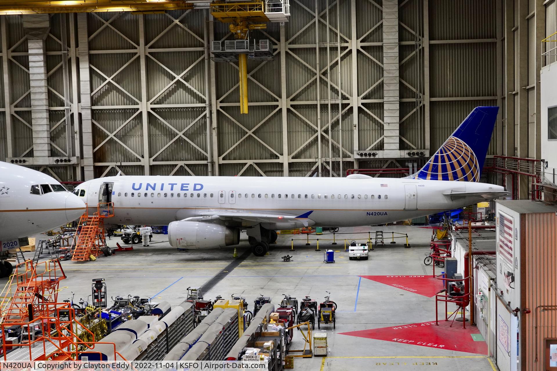 N420UA, 1994 Airbus A320-232 C/N 489, SFO 2022.