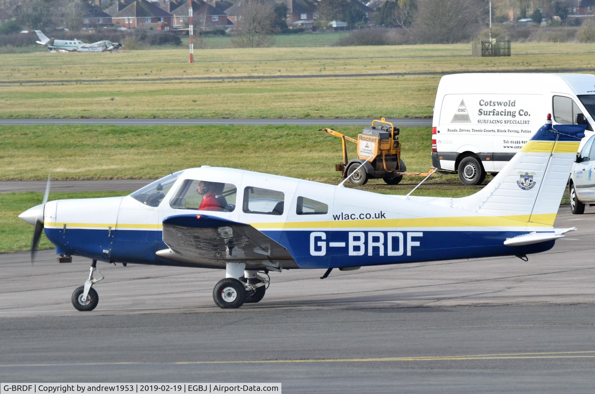G-BRDF, 1977 Piper PA-28-161 Cherokee Warrior II C/N 28-7716085, G-BRDF at Gloucestershire Airport.