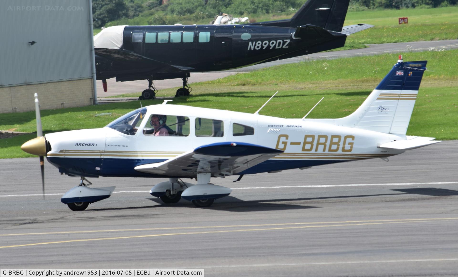 G-BRBG, 1975 Piper PA-28-180 Cherokee Archer C/N 28-7505248, G-BRBG at Gloucestershire Airport.