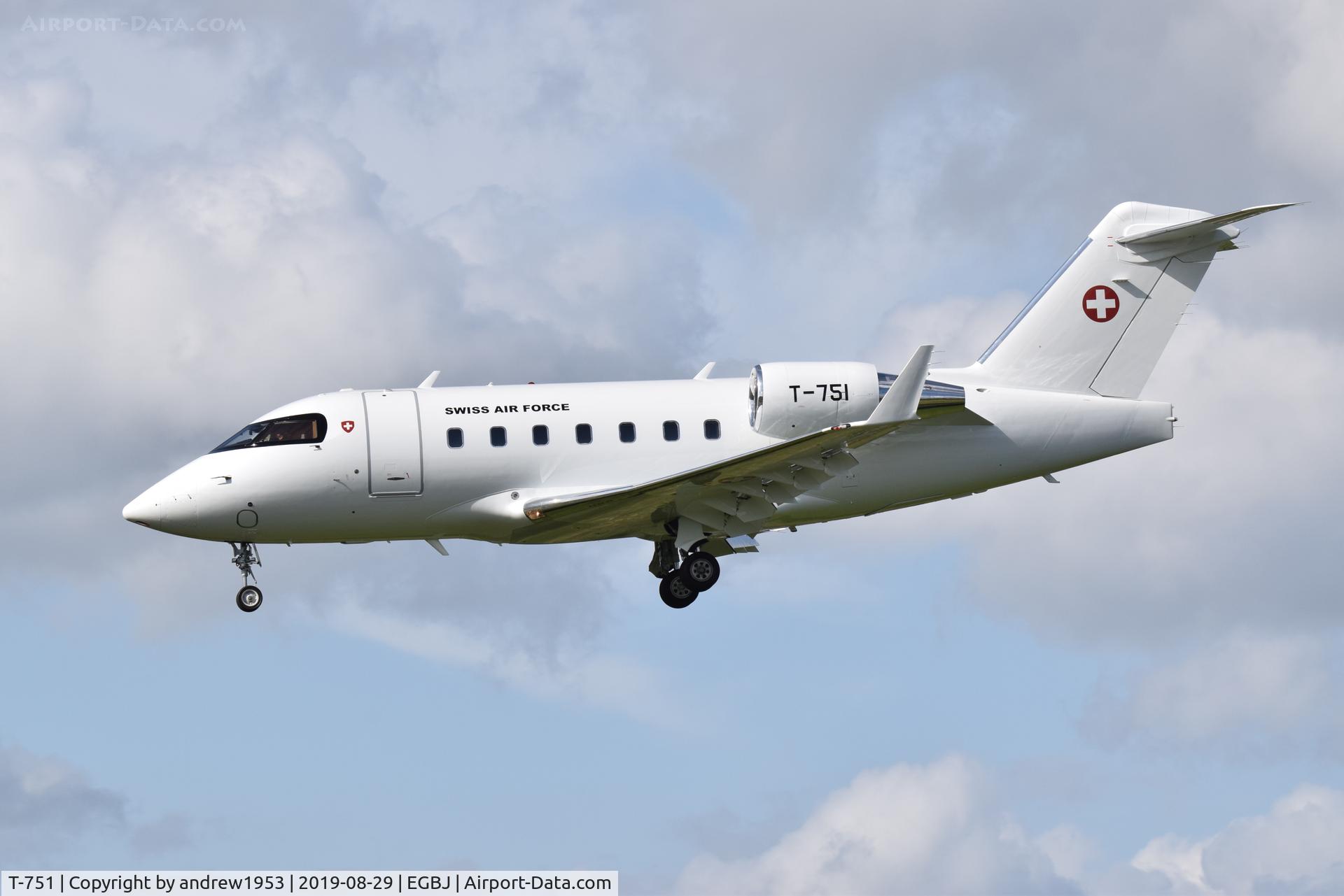 T-751, 2002 Bombardier Challenger 604 (CL-600-2B16) C/N 5530, T-751 at Gloucestershire Airport.