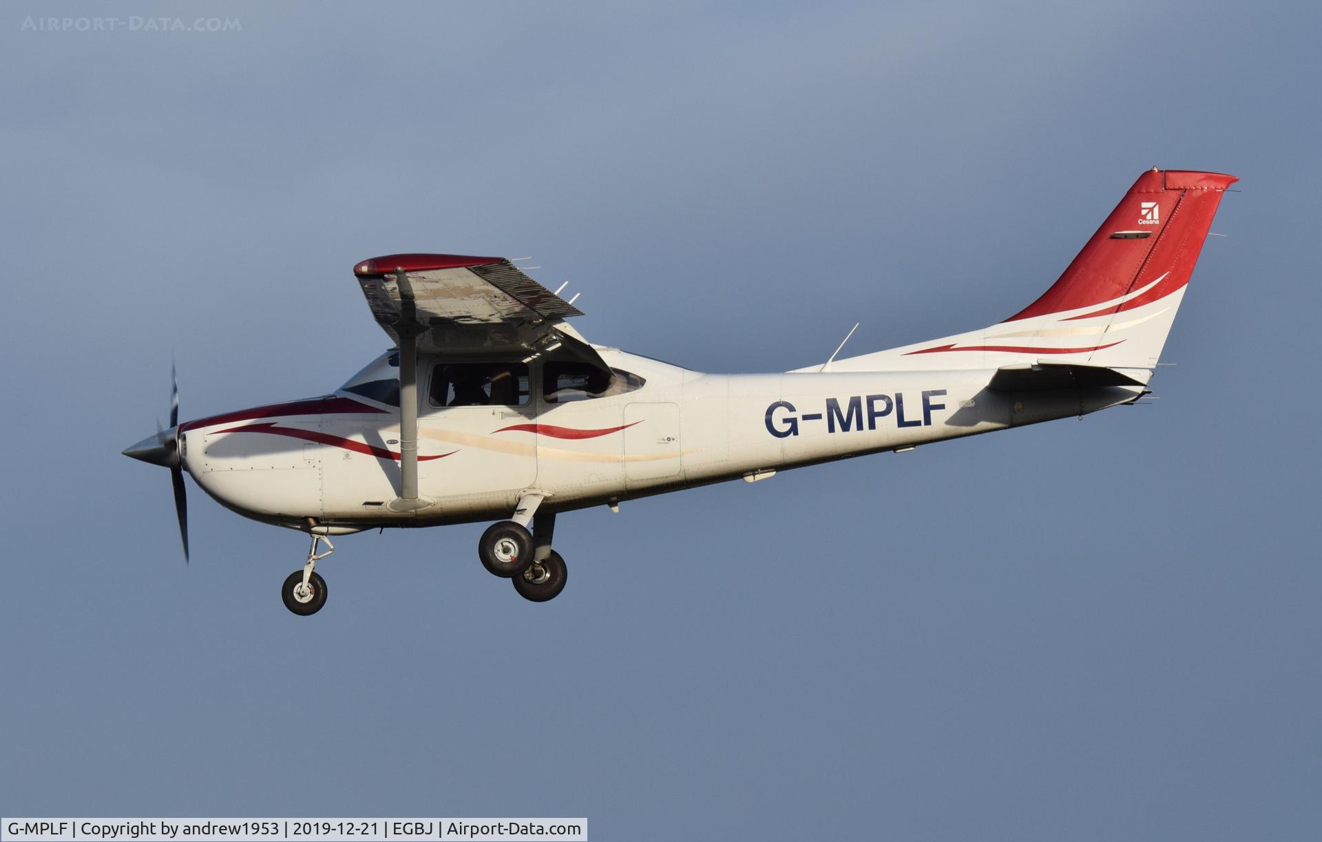 G-MPLF, 2008 Cessna 182T Skylane C/N 18282102, G-MPLF landing at Gloucestershire Airport.