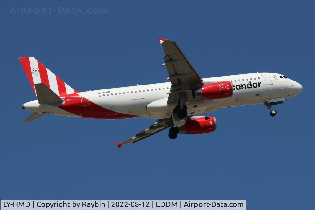 LY-HMD, 2011 Airbus A320-233 C/N 4906, Condor 
Striped tail means ac is leased, full body striped means it's owned by Condor