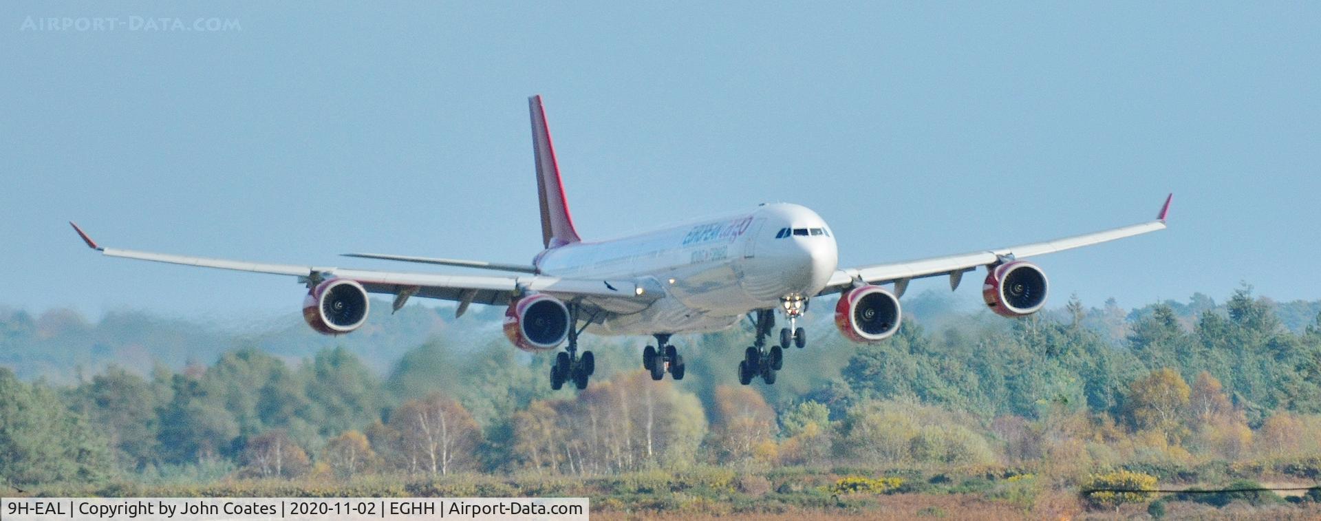 9H-EAL, 2005 Airbus A340-642 C/N 622, About to touchdown on 26