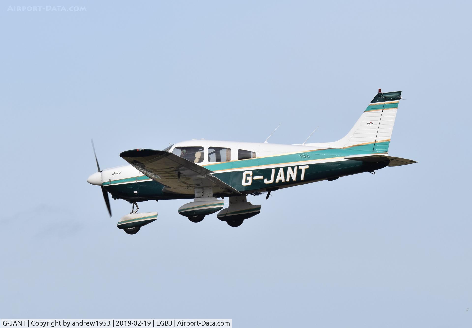 G-JANT, 1983 Piper PA-28-181 Cherokee Archer II C/N 28-8390075, G-JANT landing at Gloucestershire Airport.