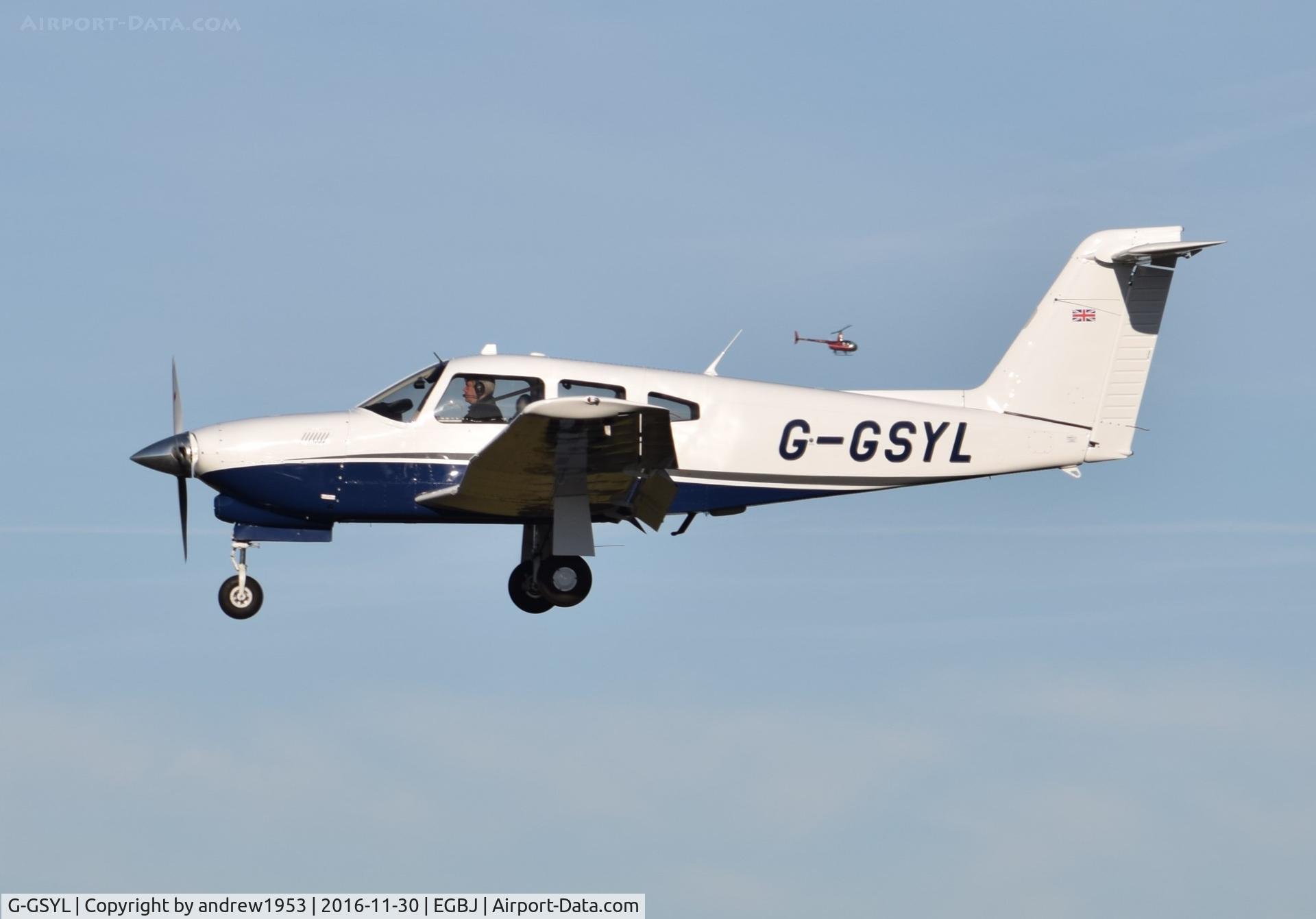 G-GSYL, 1979 Piper PA-28RT-201T Turbo Arrow IV C/N 28R-7931104, G-GSYL landing at Gloucestershire Airport.