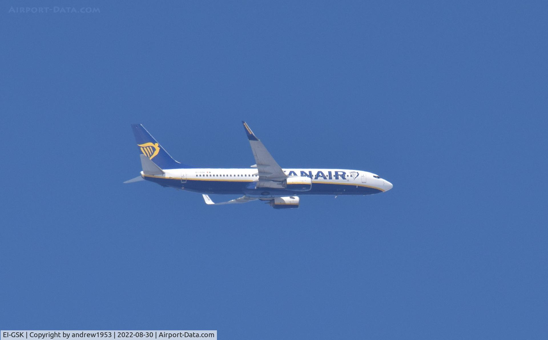 EI-GSK, 2018 Boeing 737-800 C/N 44855, EI-GSK over the Bristol Channel.