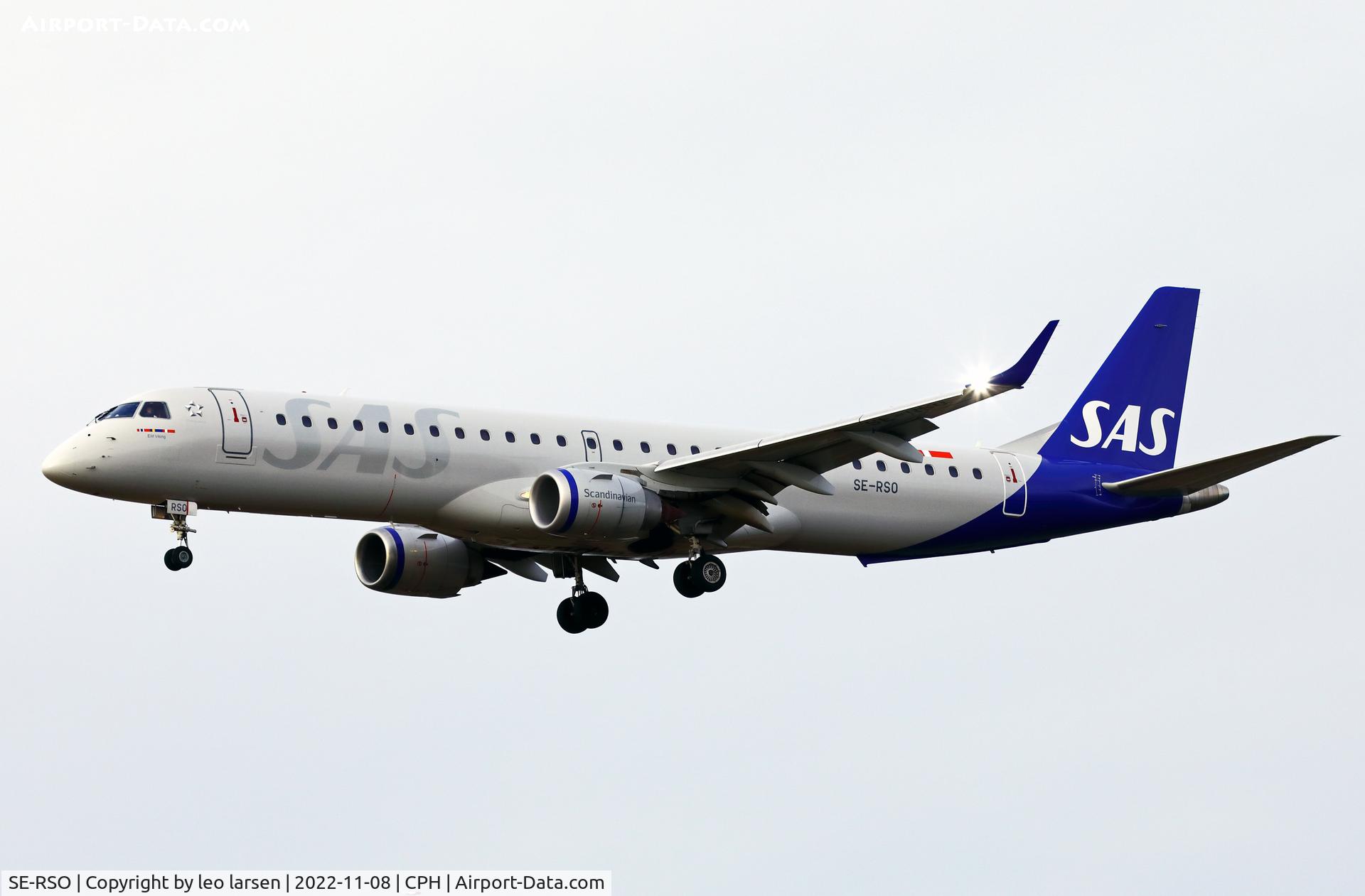 SE-RSO, 2008 Embraer 195LR (ERJ-190-200LR) C/N 19000168, Copenhagen L/D R-22L 8.11.2022