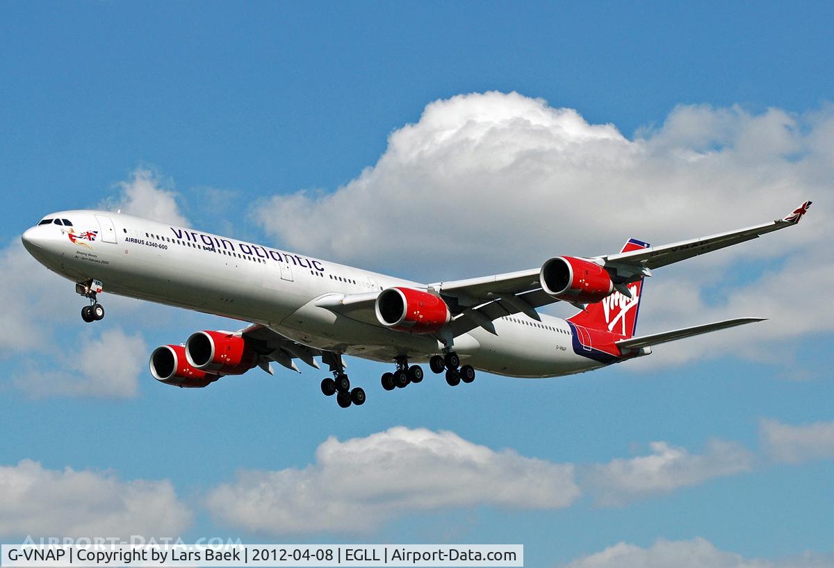 G-VNAP, 2005 Airbus A340-642 C/N 622, RWY27L