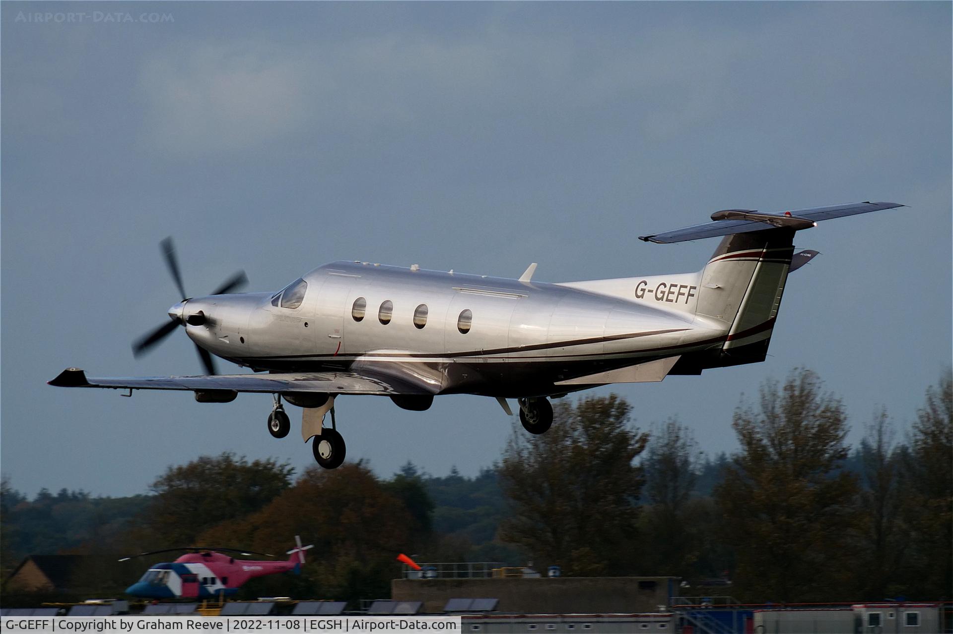 G-GEFF, 2012 Pilatus PC-12/47E C/N 1359, Landing at Norwich.