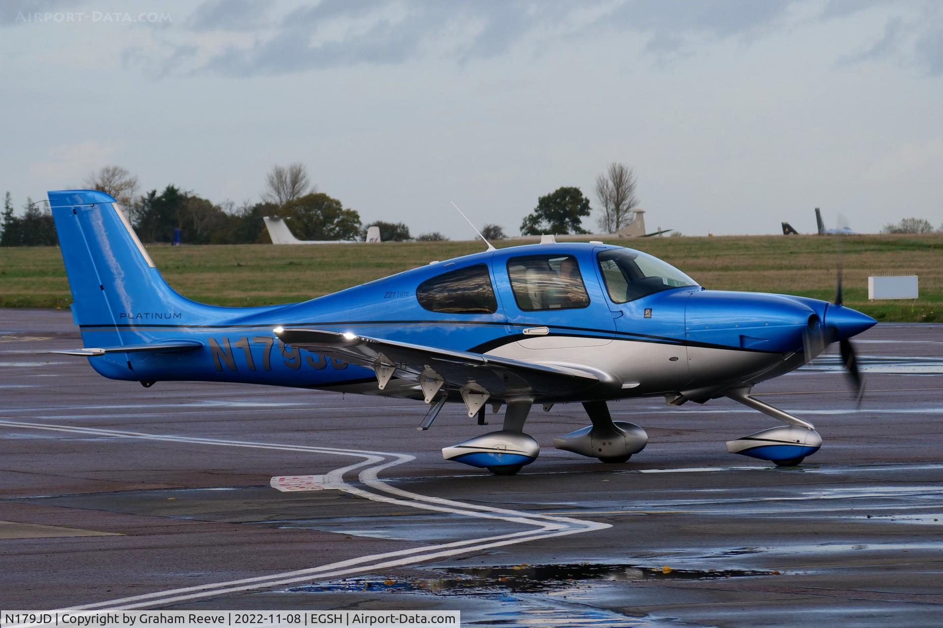 N179JD, 2017 Cirrus SR-22T GTS Platinum C/N 1527, Departing from Norwich.