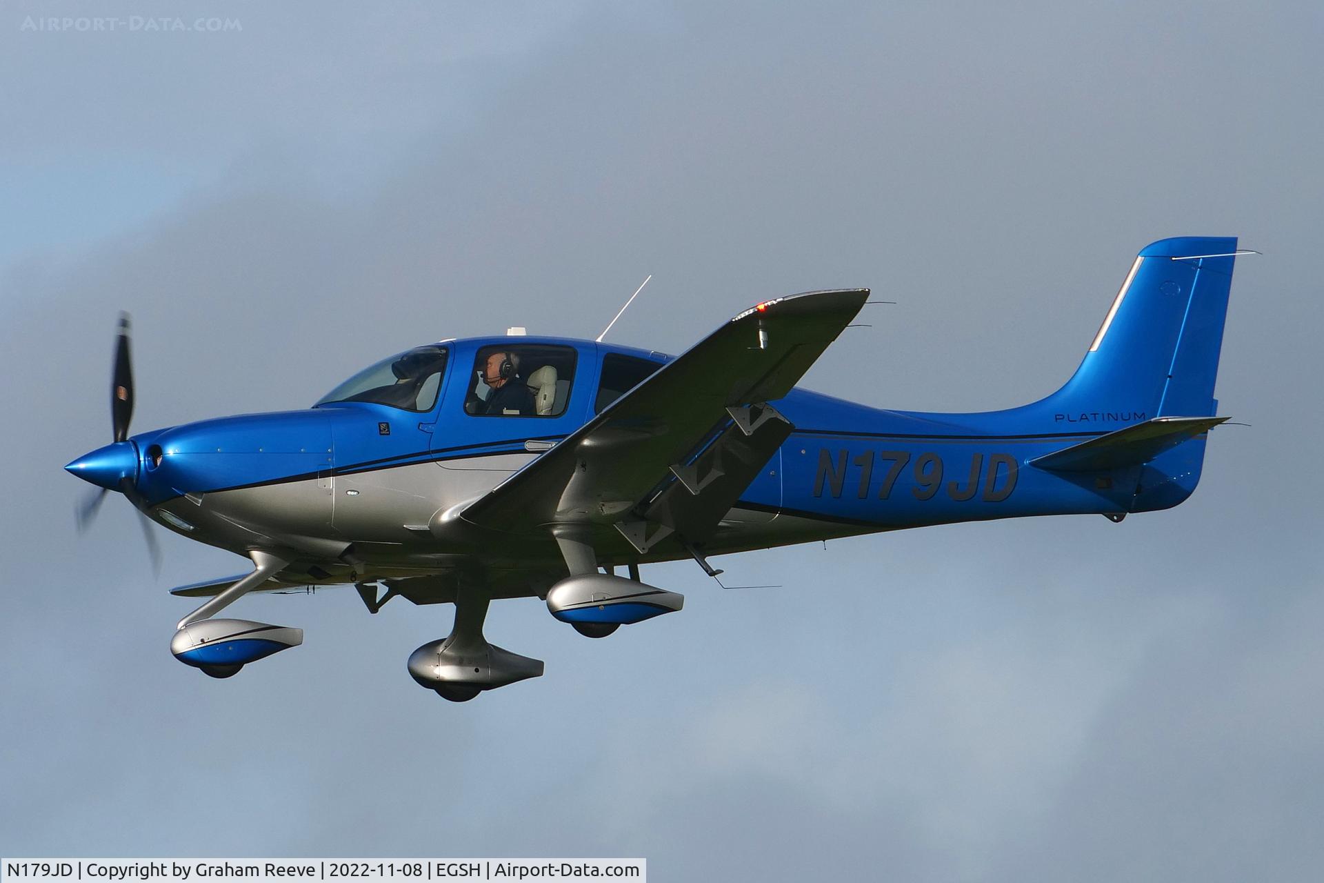 N179JD, 2017 Cirrus SR-22T GTS Platinum C/N 1527, Landing at Norwich.