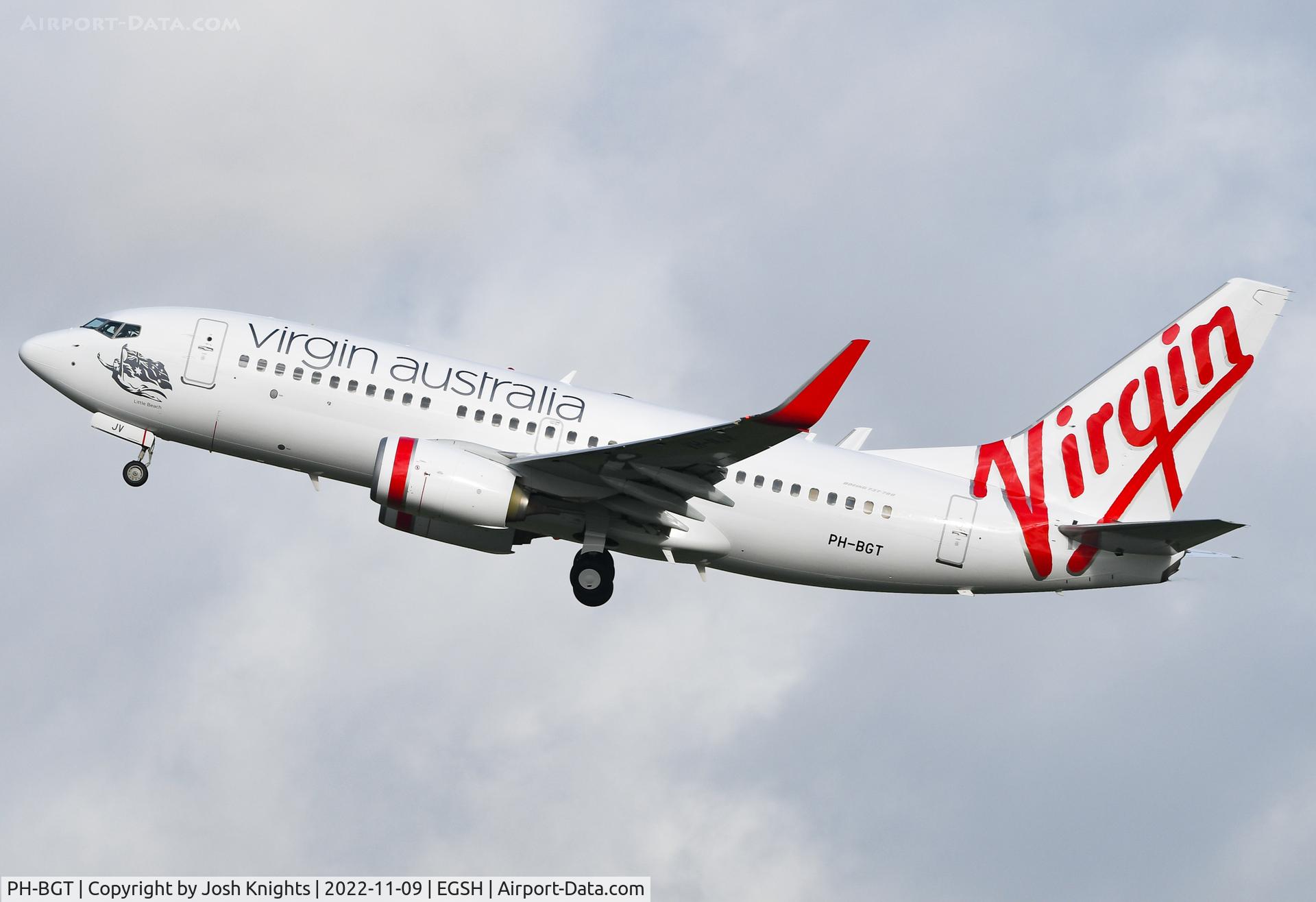 PH-BGT, 2011 Boeing 737-7K2 C/N 38634, Departing After Respray Into Its New Operators Livery, Virgin Australia.