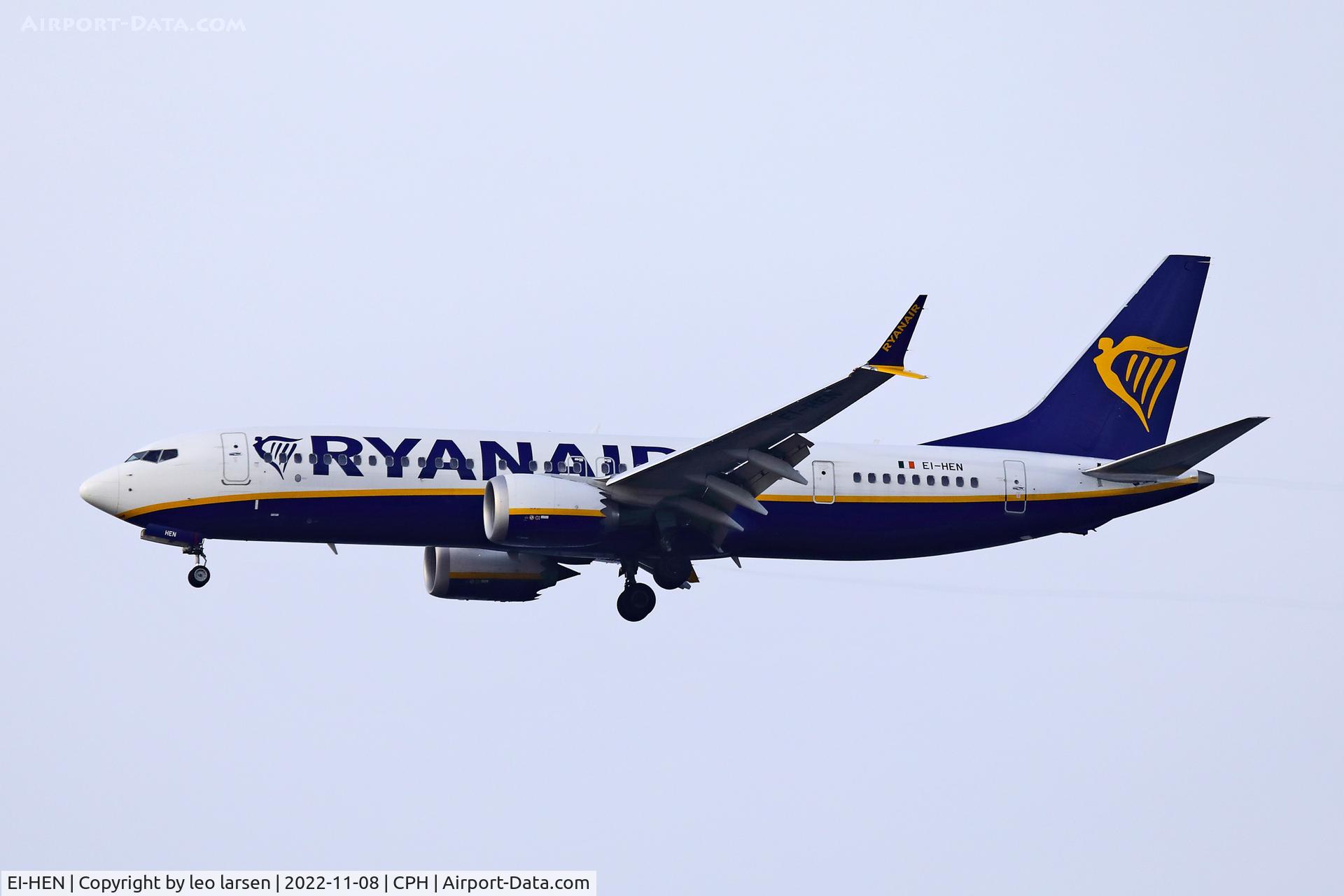 EI-HEN, 2021 Boeing 737-8-200 MAX C/N 62301, Copenhagen 8.11.2022