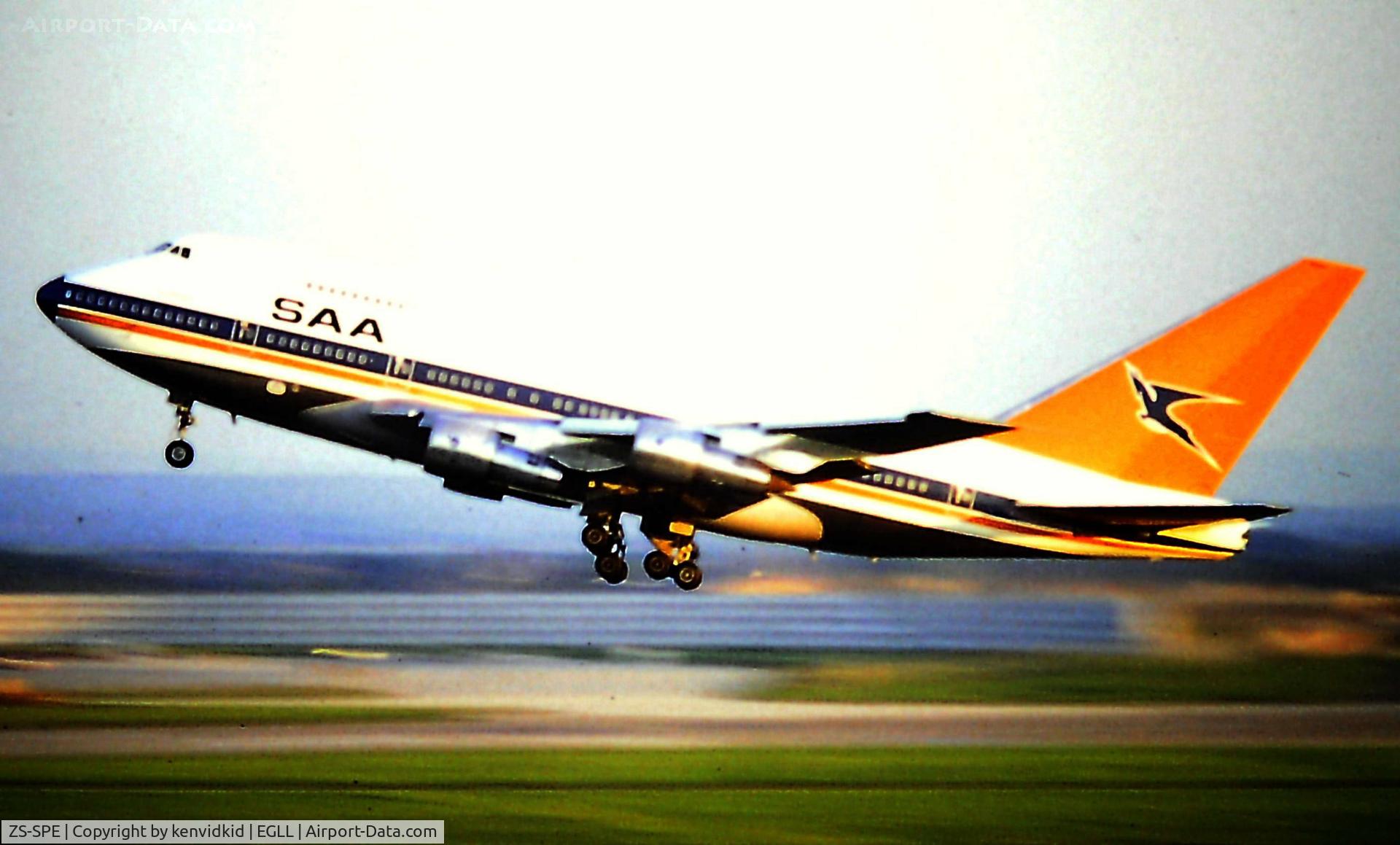 ZS-SPE, 1976 Boeing 747SP-44 C/N 21254, At London Heathrow.