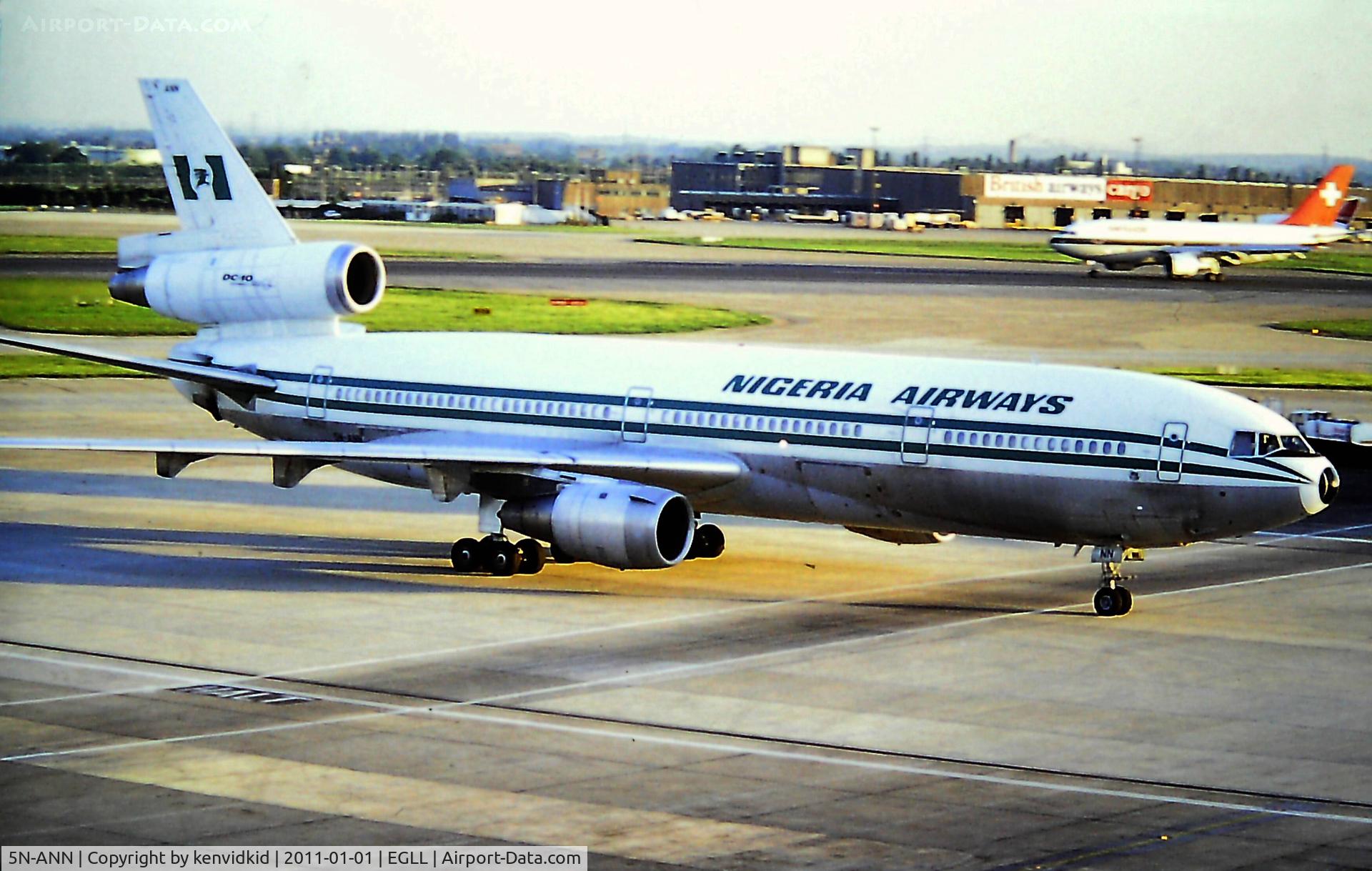 5N-ANN, 1976 McDonnell Douglas DC-10-30 C/N 46957, At London Heathrow.