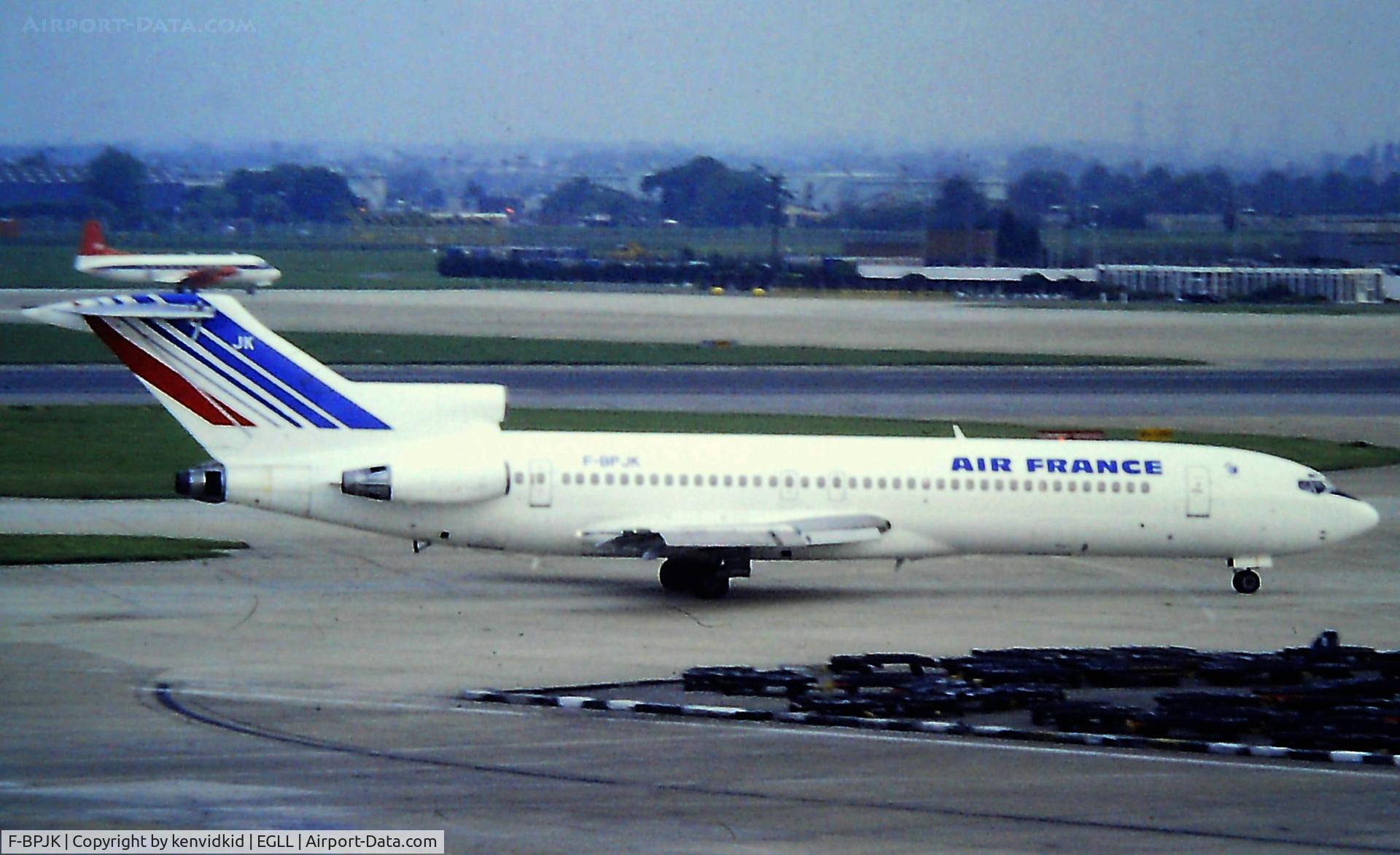 F-BPJK, 1969 Boeing 727-228 C/N 20202, At Heathrow. Copied from slide.