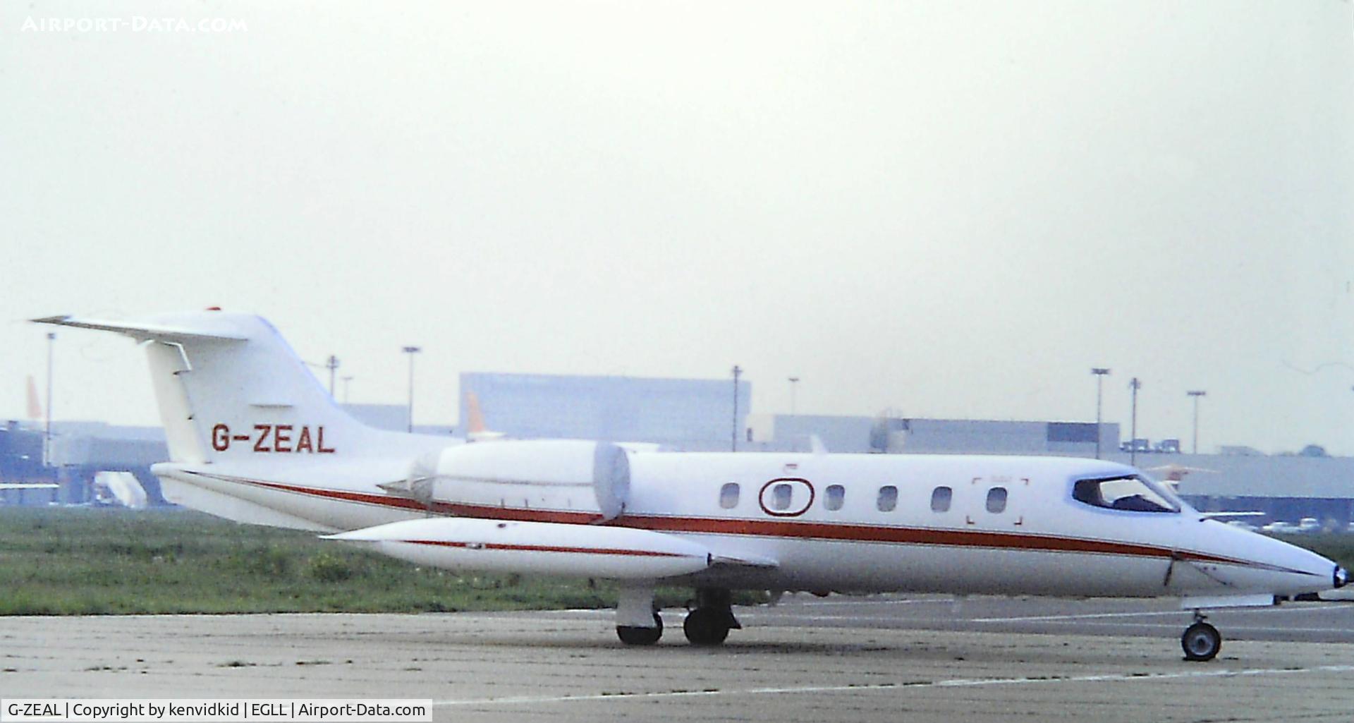 G-ZEAL, 1980 Gates Learjet 35A C/N 35A-275, At Heathrow. Copied from slide.