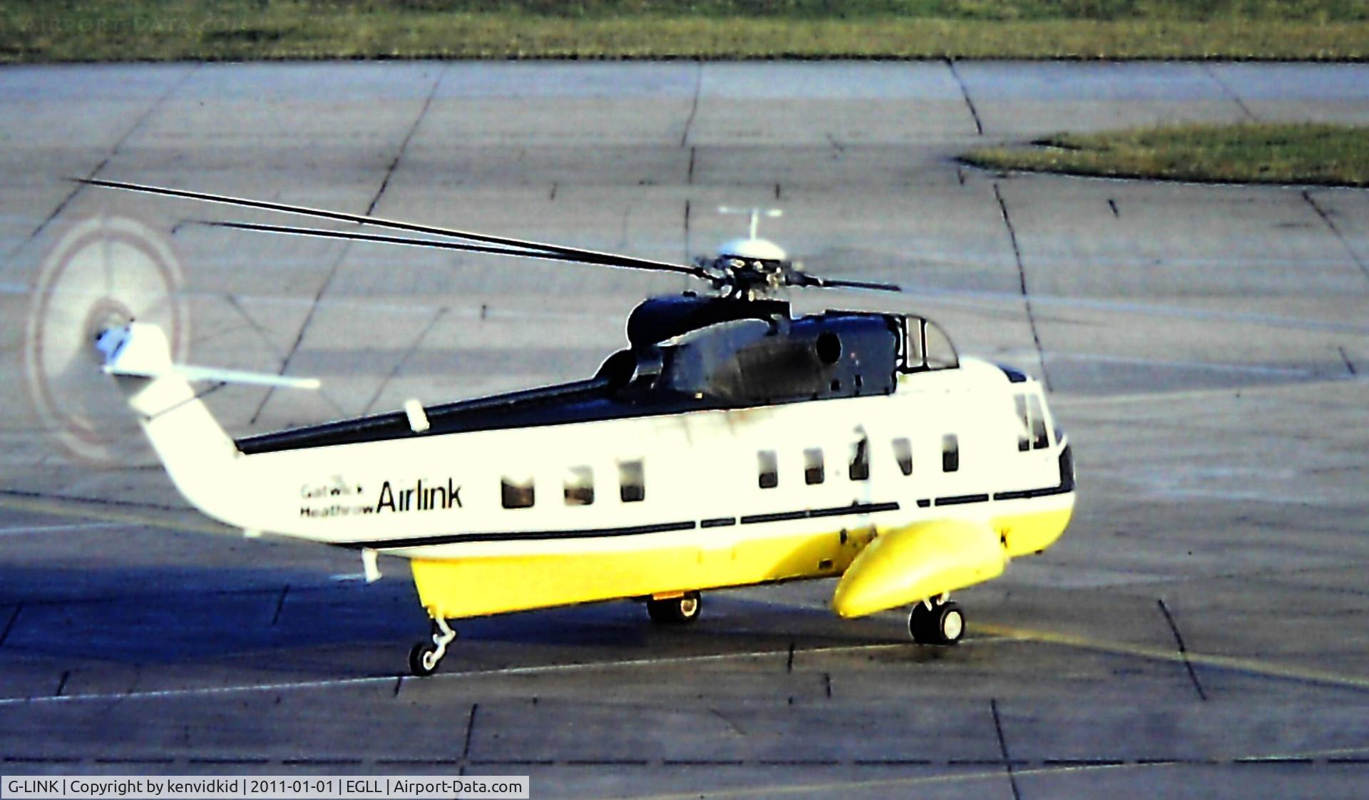 G-LINK, 1978 Sikorsky S-61N C/N 61806, At Heathrow. Copied from slide.