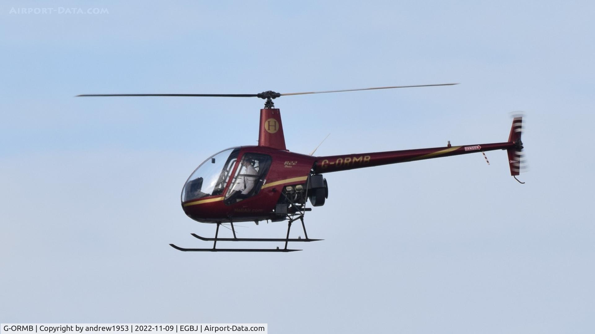 G-ORMB, 1990 Robinson R22 Beta C/N 1607, G-ORMB at Gloucestershire Airport.
